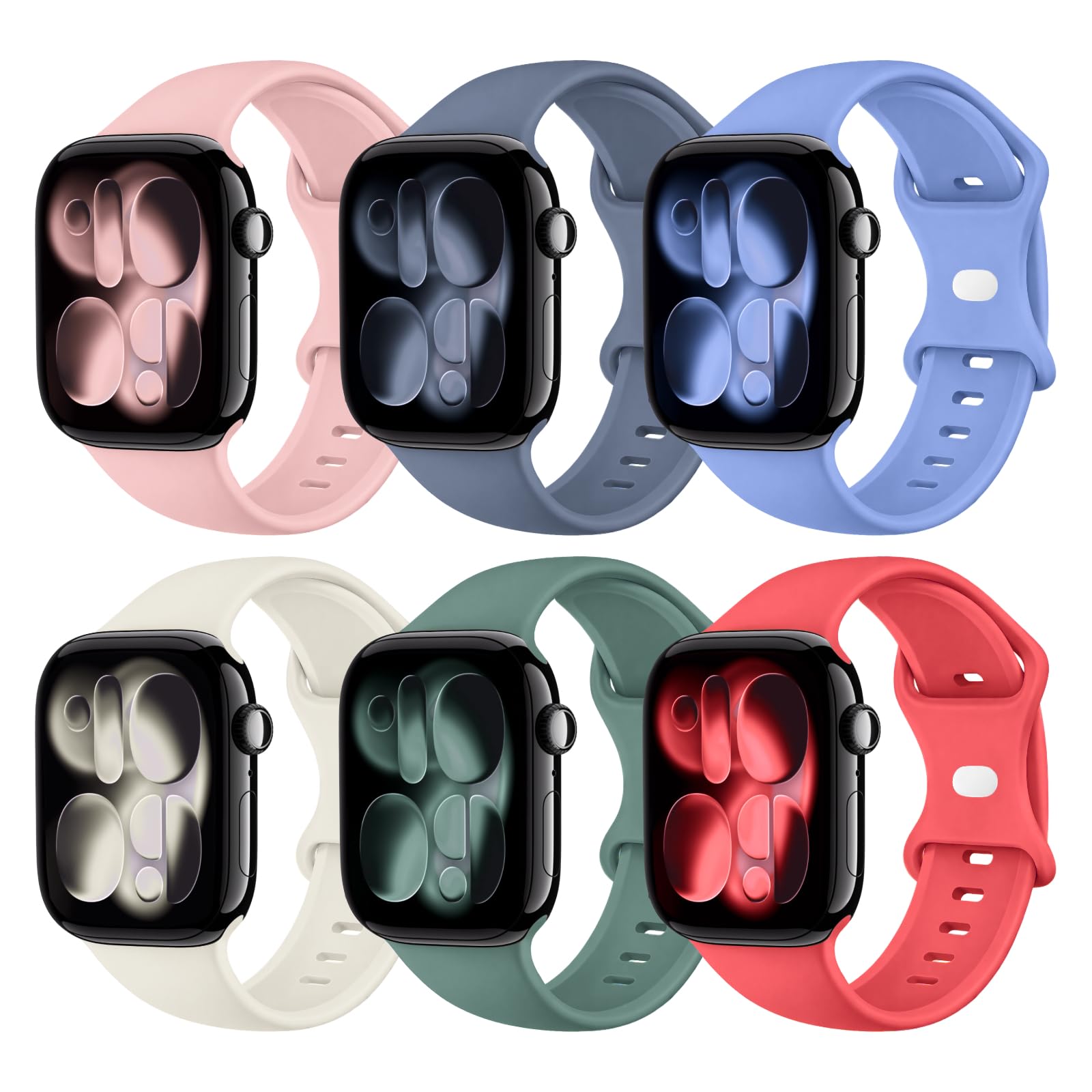 6 Pack Sport Bands Compatible with Apple Watch