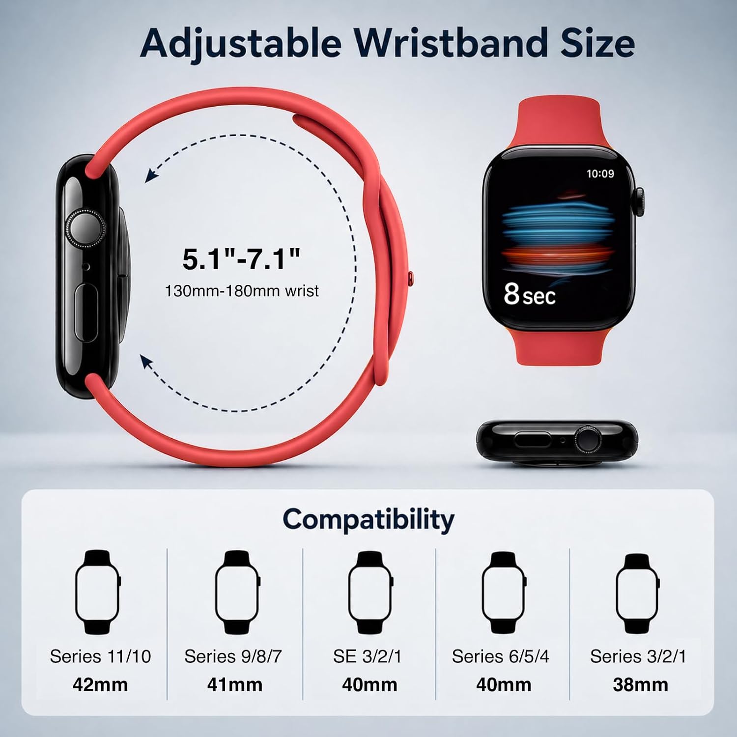 6 Pack Sport Bands Compatible with Apple Watch
