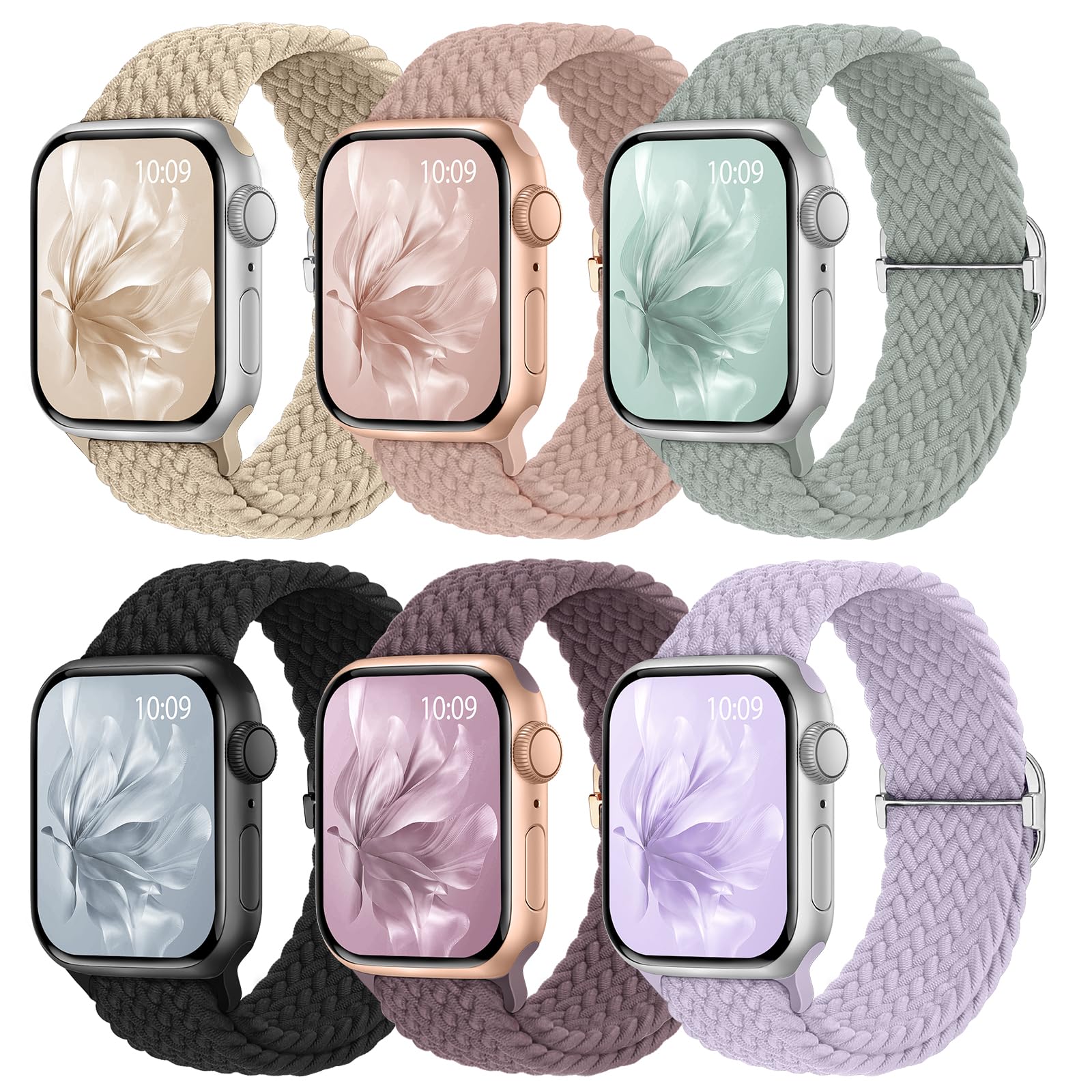 6 Pack Braided Stretchy Bands Apple Watch