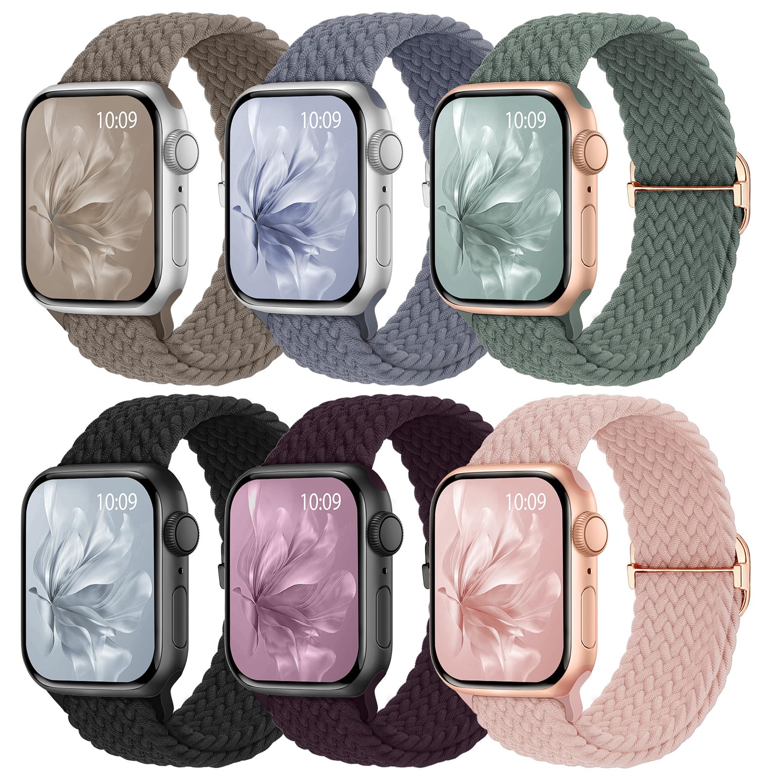 6 Pack Braided Stretchy Bands Apple Watch