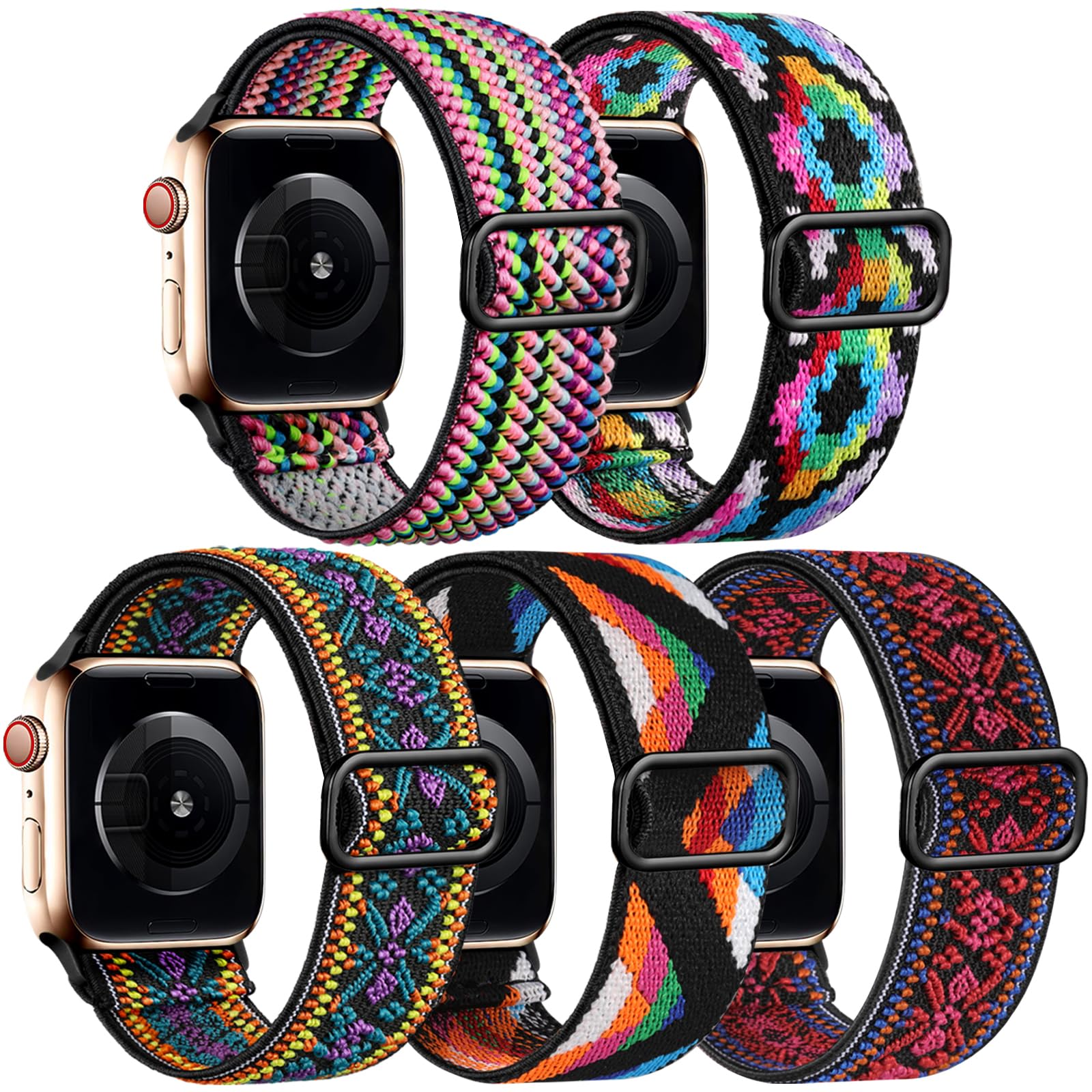 5 Pack Stretchy Bands Compatible with Apple Watch