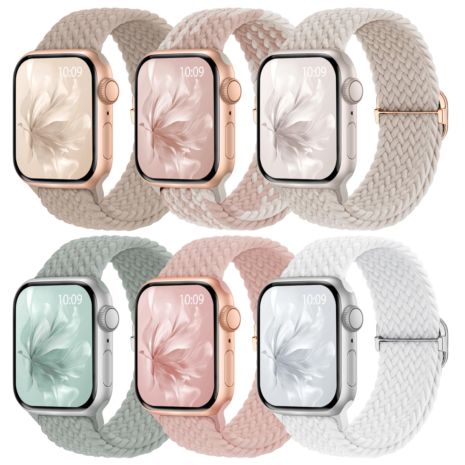 6 Pack Braided Stretchy Bands Apple Watch