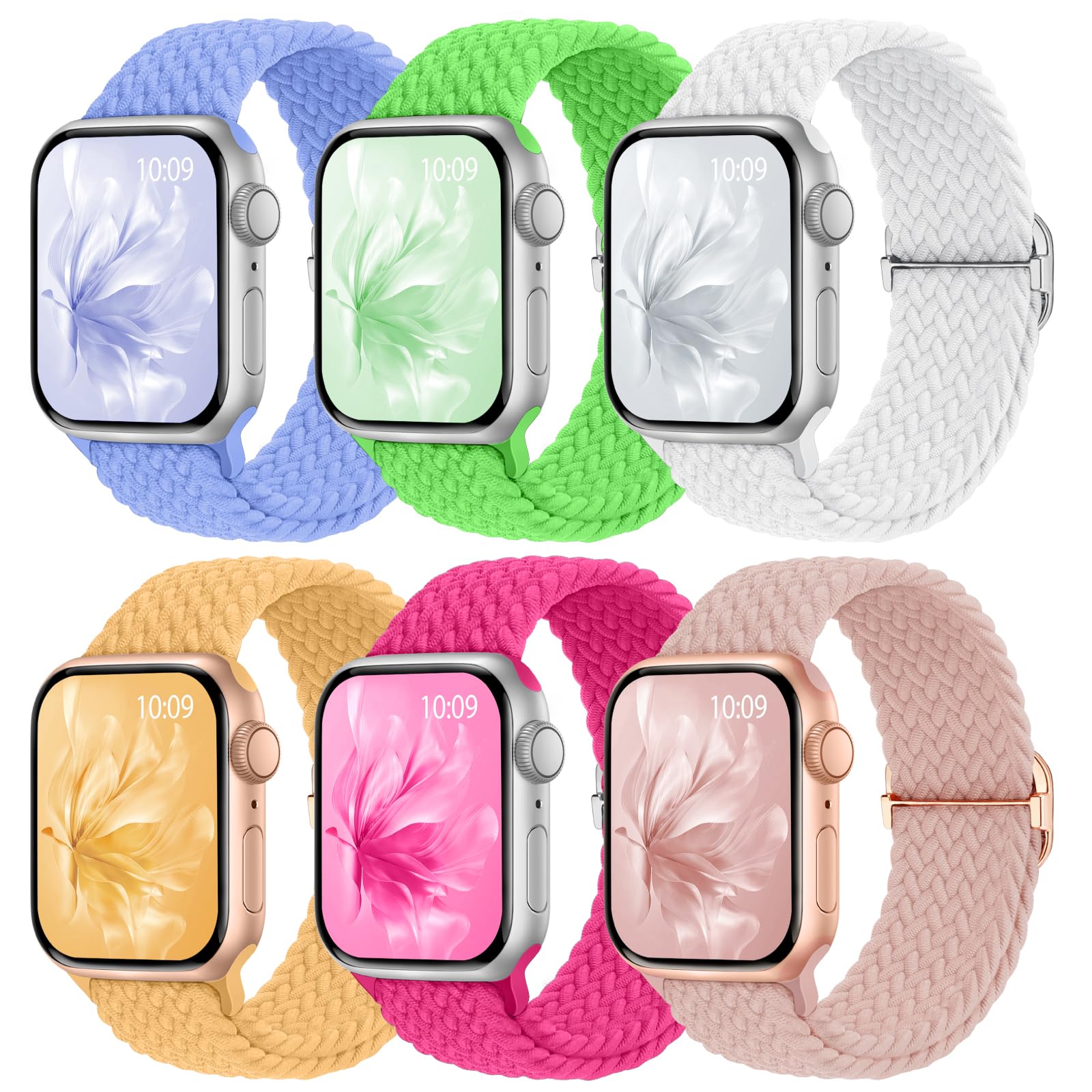 6 Pack Braided Stretchy Bands Apple Watch