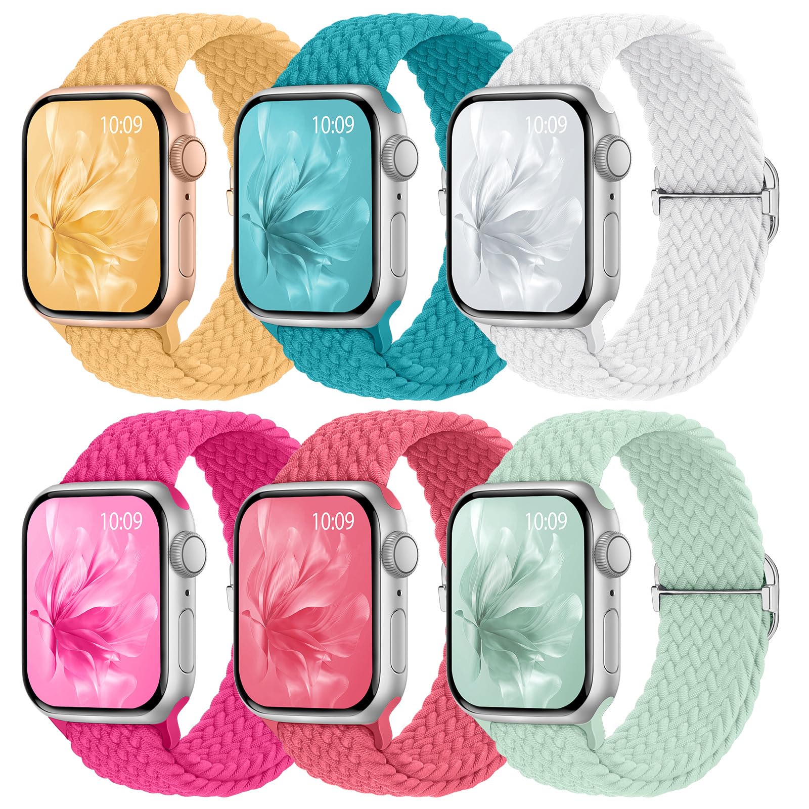 6 Pack Braided Stretchy Bands Apple Watch