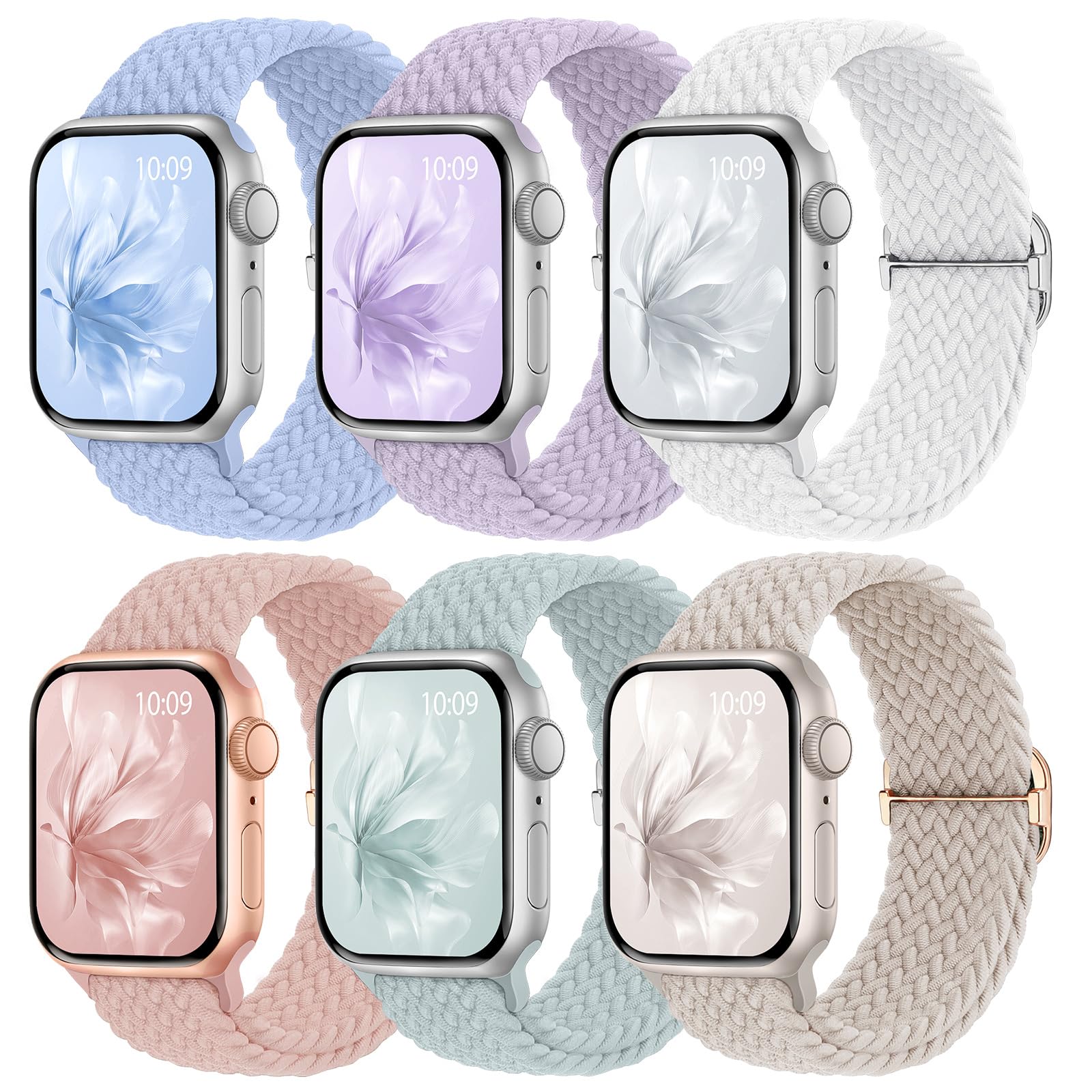 6 Pack Braided Stretchy Bands Apple Watch