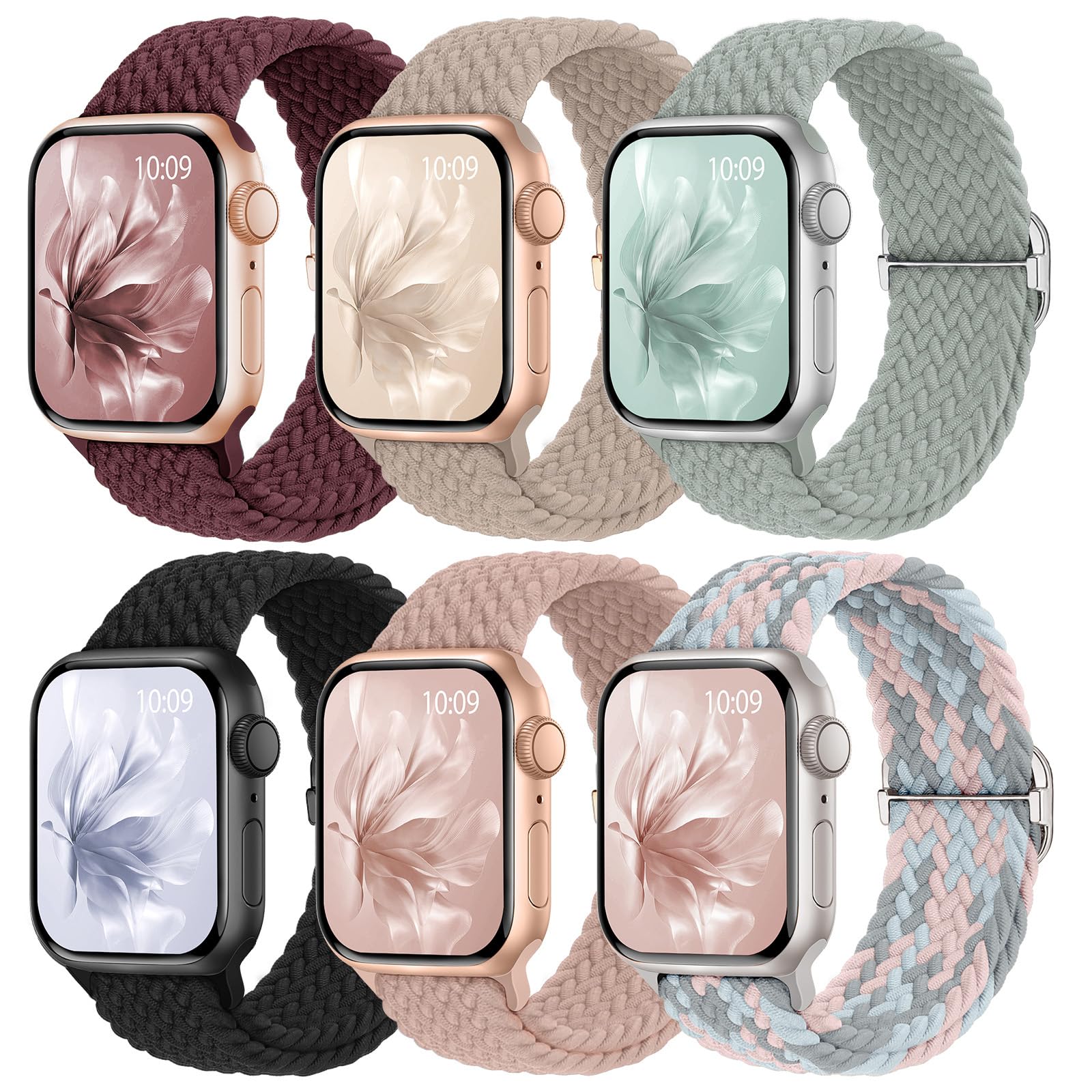 6 Pack Braided Stretchy Bands Apple Watch
