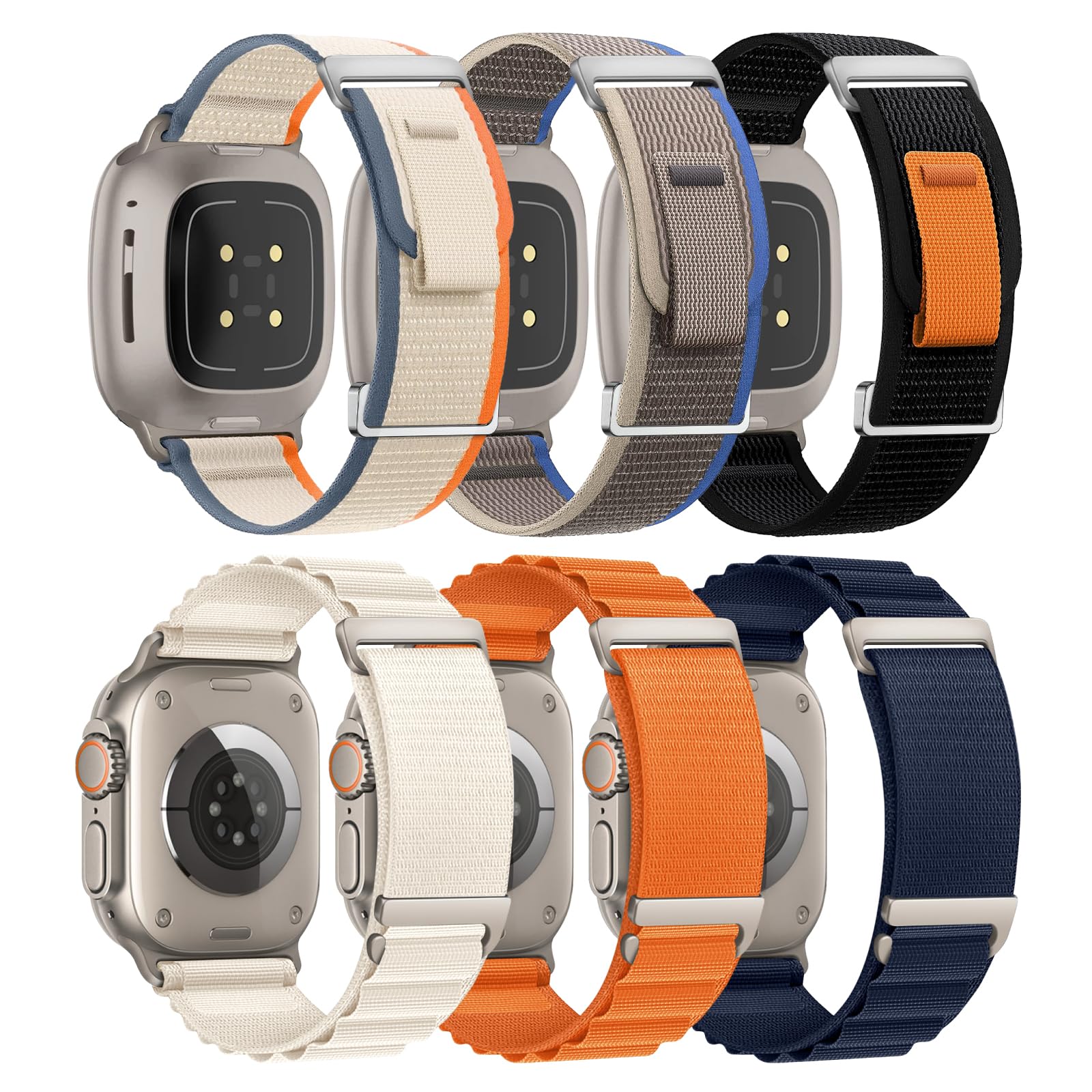 6 Pack Sport Band Compatible with Apple Watch Ultra 2 Band 49mm 46mm 45mm 44mm 42mm for Men Women, Breathable Nylon Trail Loop and Alpine Loop for iWatch Ultra 3/Ultra/Series 11 10 9 8 7 6 5 4 3 SE