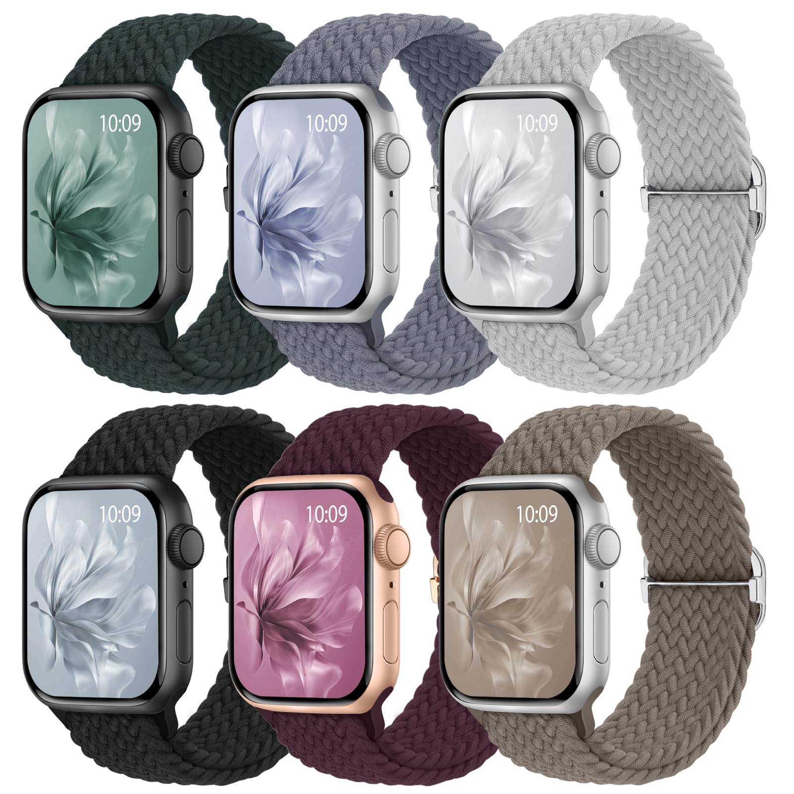 6 Pack Braided Stretchy Bands Apple Watch