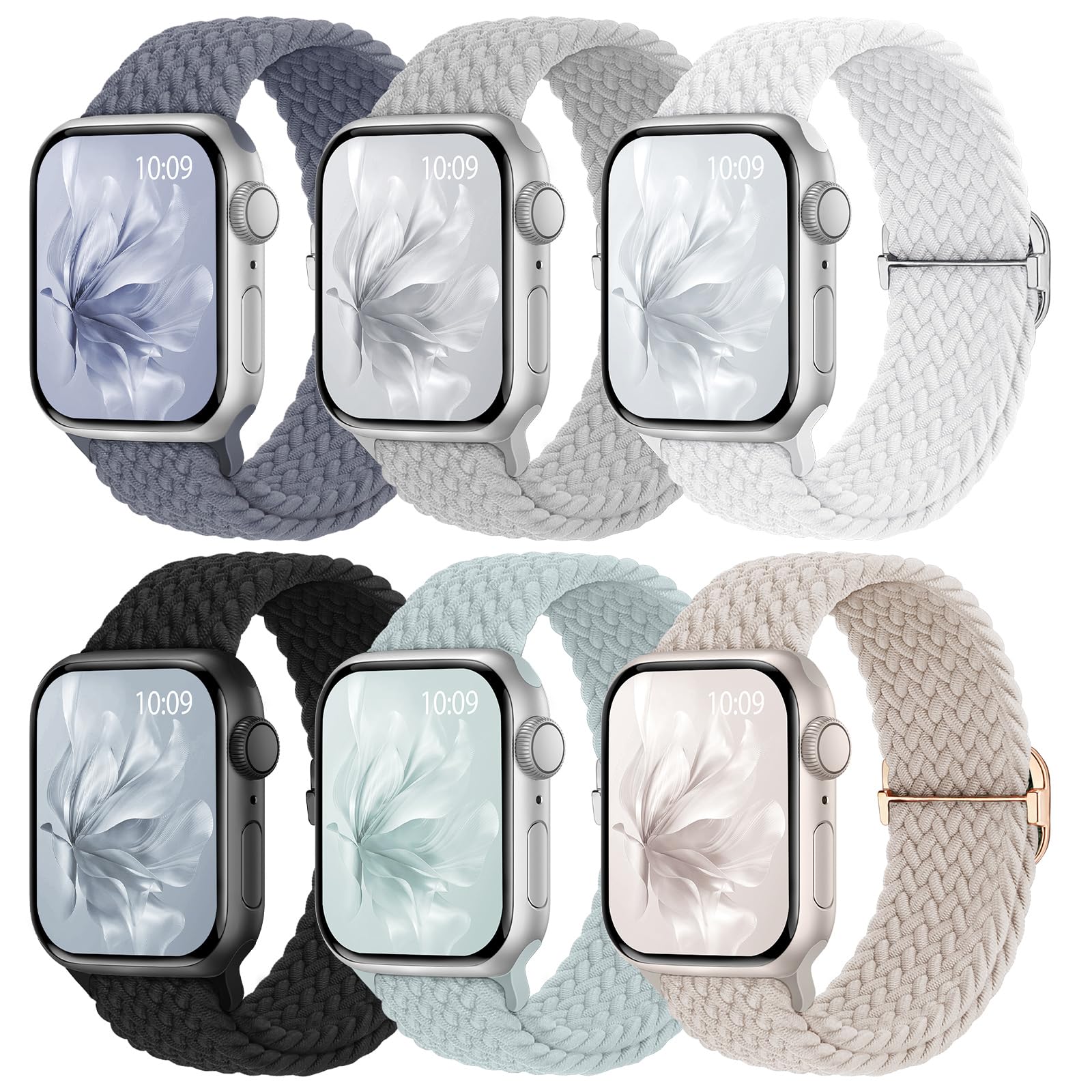 6 Pack Braided Stretchy Bands Apple Watch