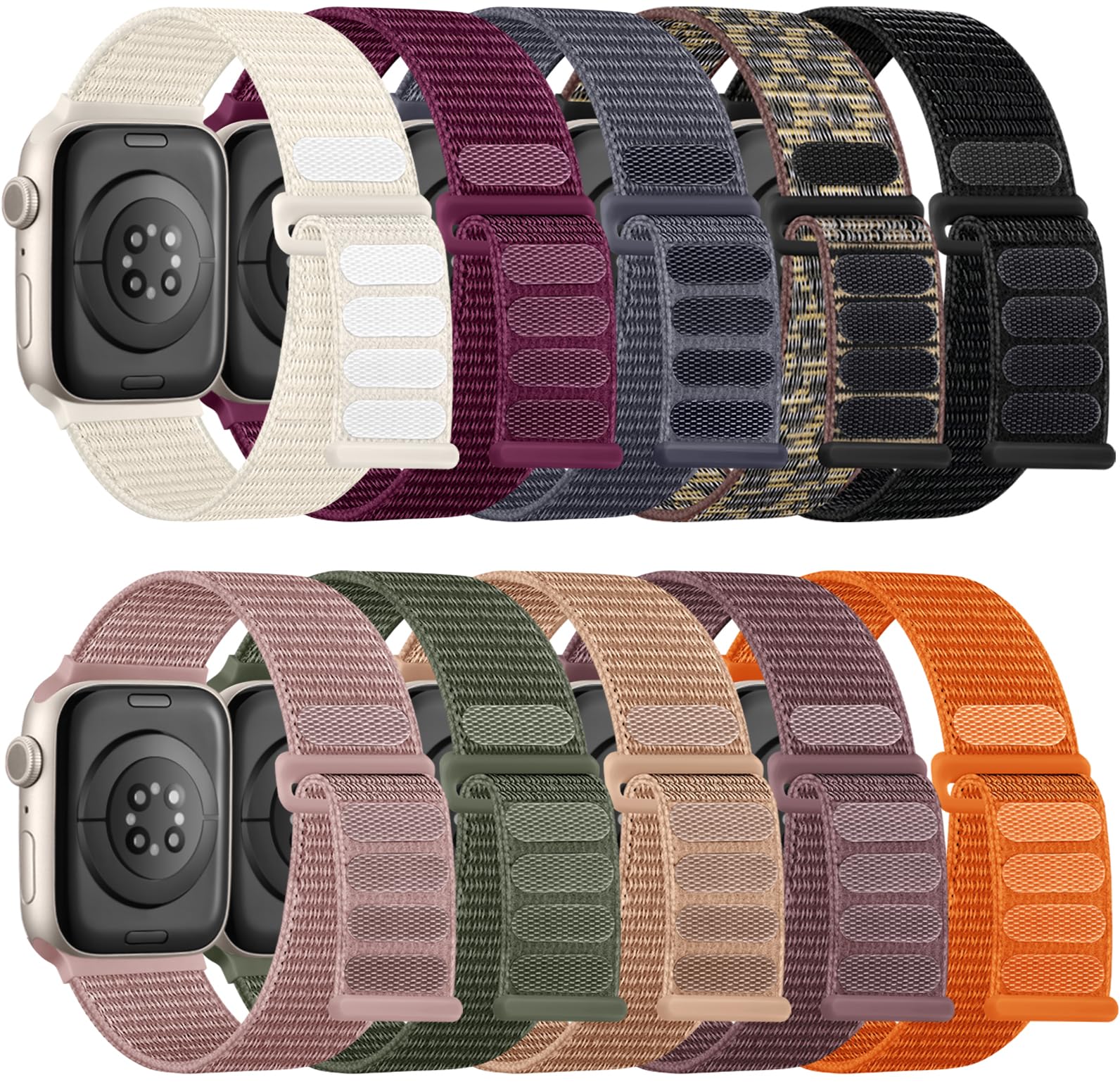 10 Pack Nylon Bands Compatible with Apple Watch
