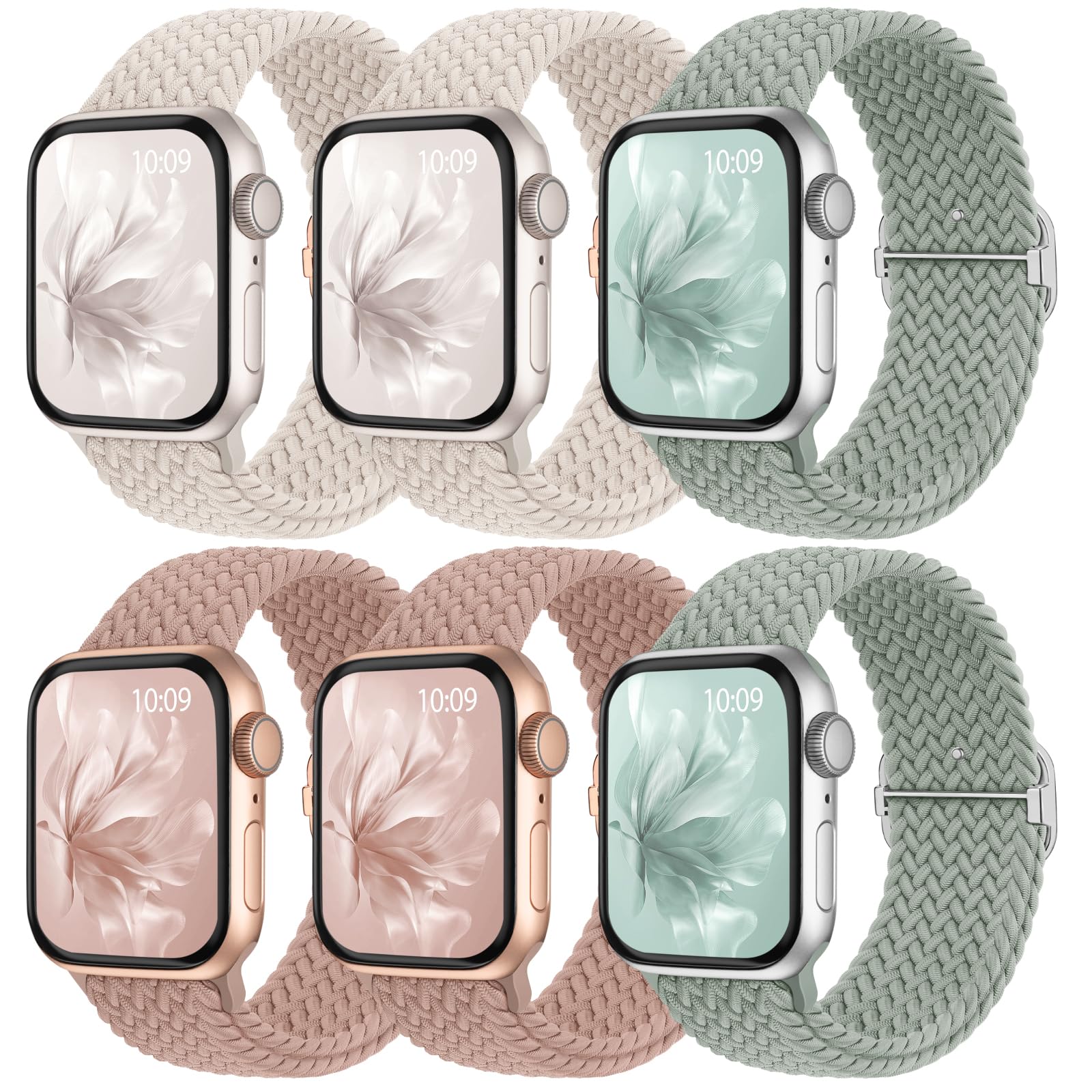 6 Pack Braided Stretchy Bands Apple Watch