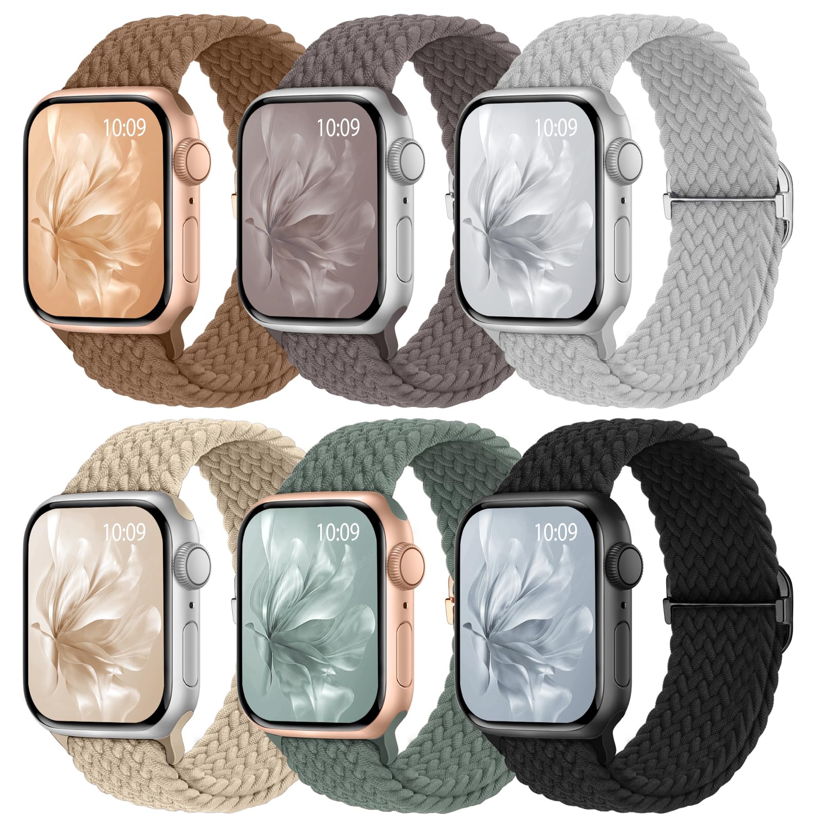 6 Pack Braided Stretchy Bands Apple Watch