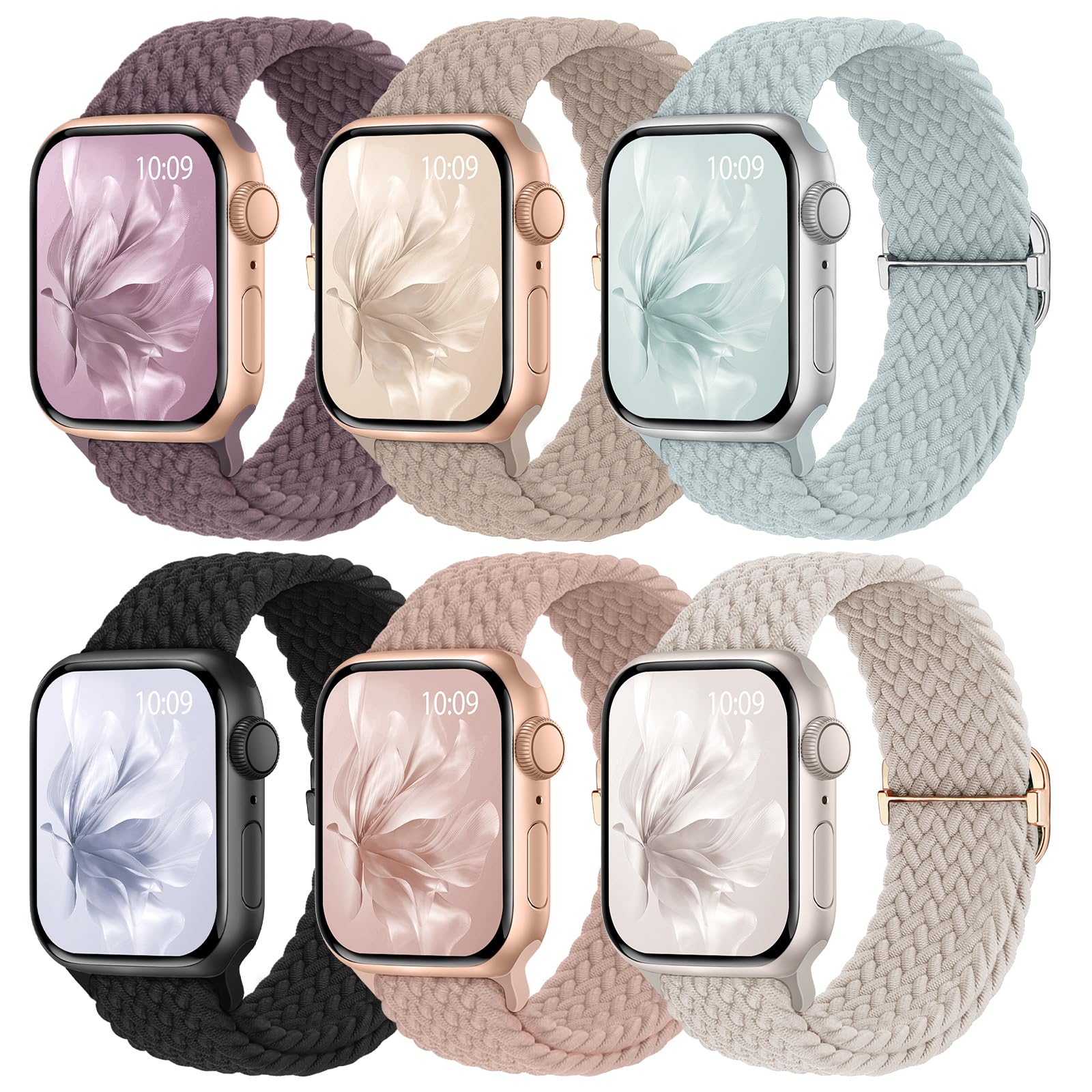 6 Pack Braided Stretchy Bands Apple Watch