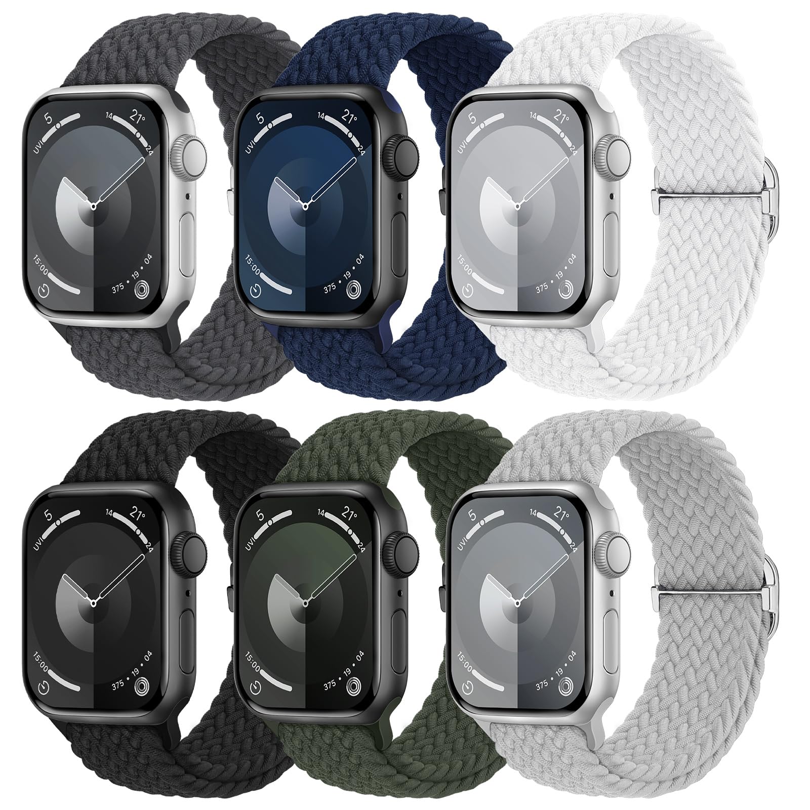 6 Pack Braided Stretchy Bands Apple Watch