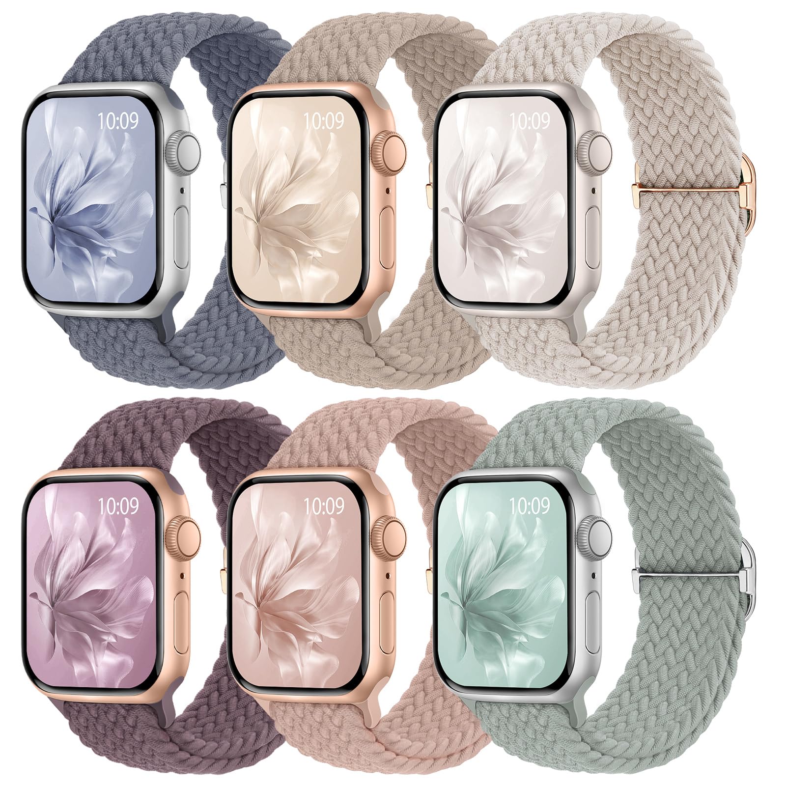 6 Pack Braided Stretchy Bands Apple Watch