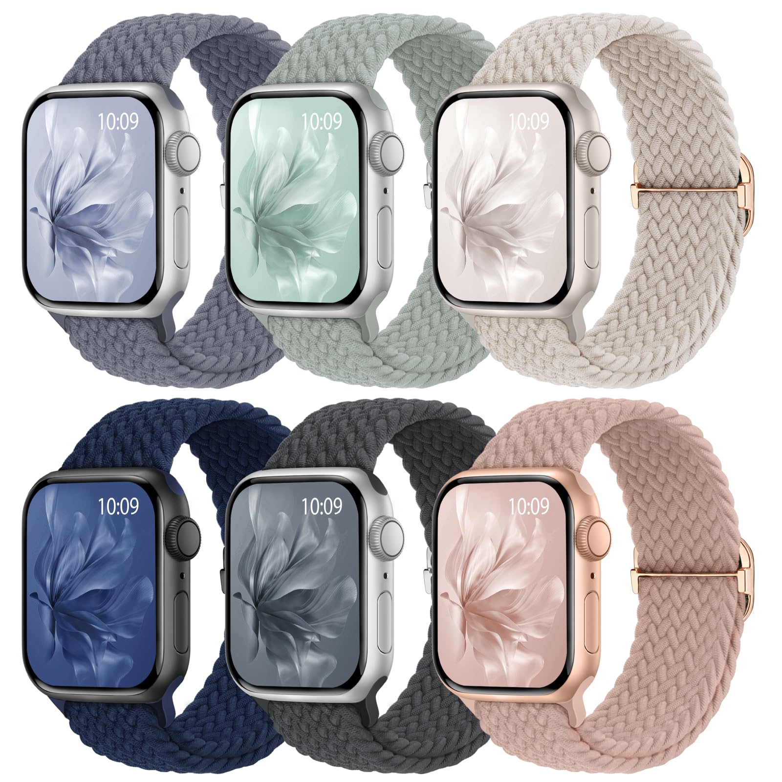 6 Pack Braided Stretchy Bands Apple Watch