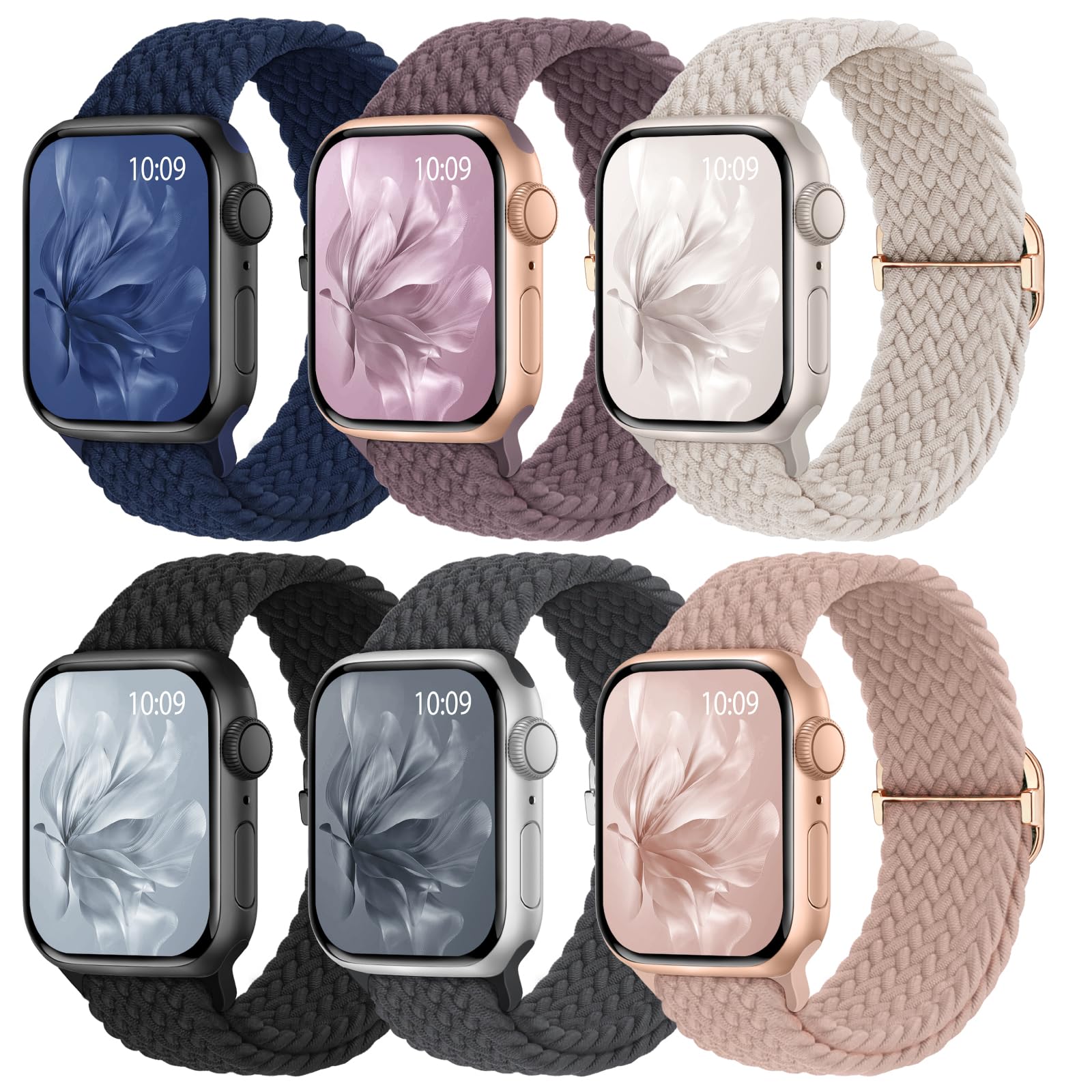 6 Pack Braided Stretchy Bands Apple Watch