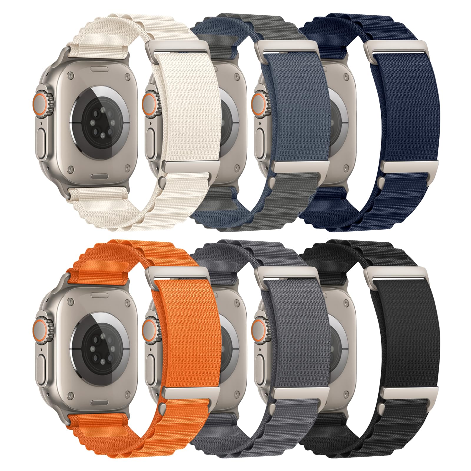 6 Pack Sport Band Compatible with Apple Watch Ultra 2 Band 49mm 46mm 45mm 44mm 42mm for Men Women, Breathable Nylon Trail Loop and Alpine Loop for iWatch Ultra 3/Ultra/Series 11 10 9 8 7 6 5 4 3 SE