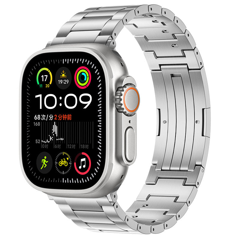 AOADBAND Titanium Thin Three-Link Watch Band for Apple Watch Series 11-1/Ultra 3 | Folding Clasp Business Strap