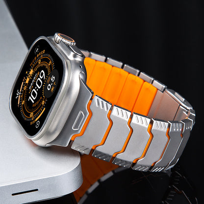 Silicone+Titanium Strap For Apple Watch 44/45/46/49mm