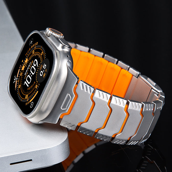 Silicone+Titanium Strap For Apple Watch 44/45/46/49mm