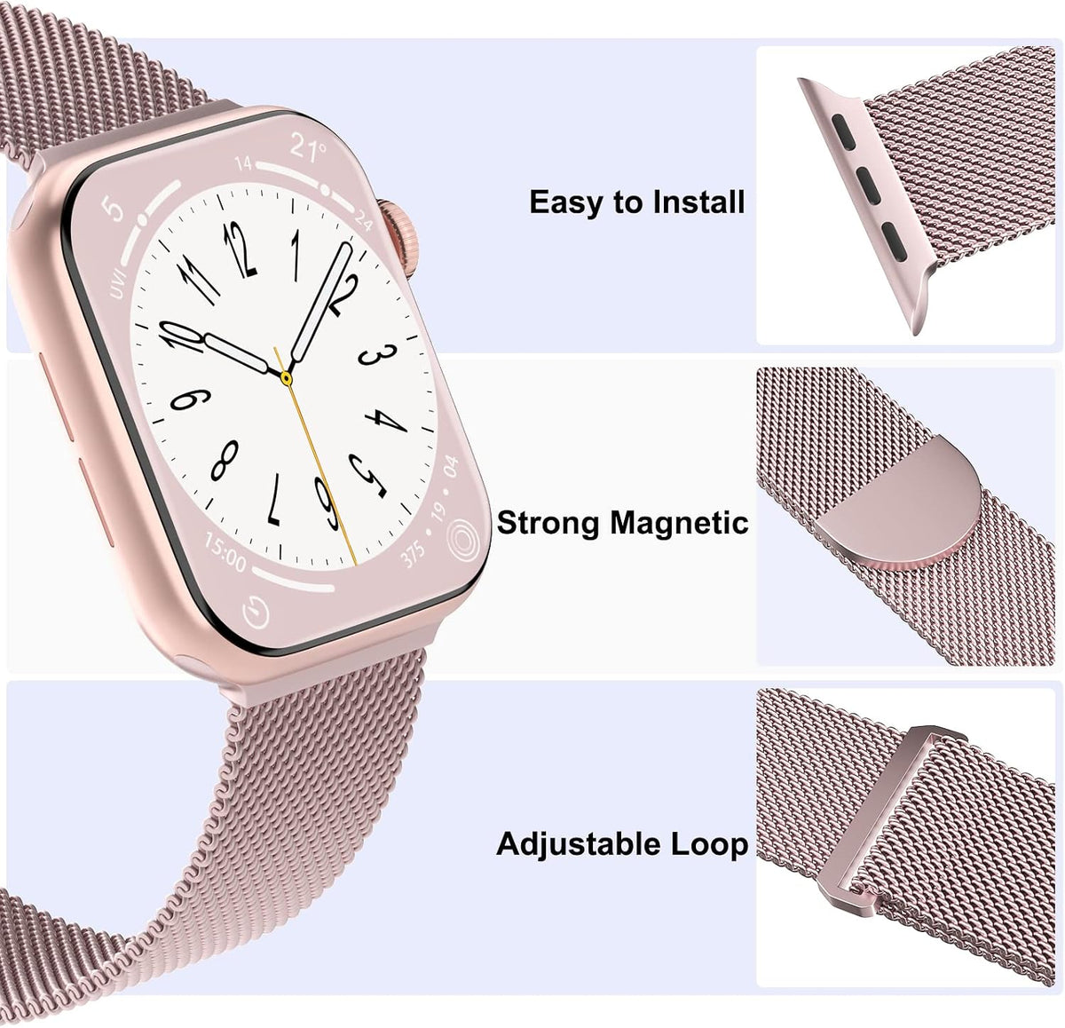 3 Pack Mesh Metal Magnetic Compatible with Apple Watch Bands