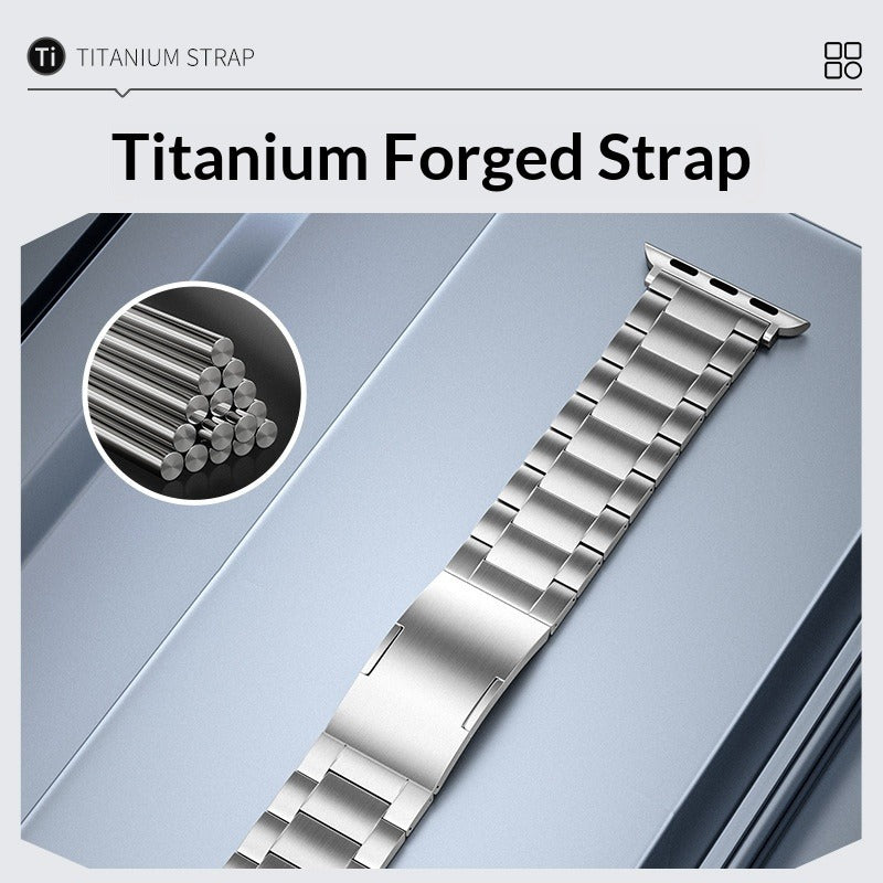 AOADBAND Titanium Thin Three-Link Watch Band for Apple Watch Series 11-1/Ultra 3 | Folding Clasp Business Strap