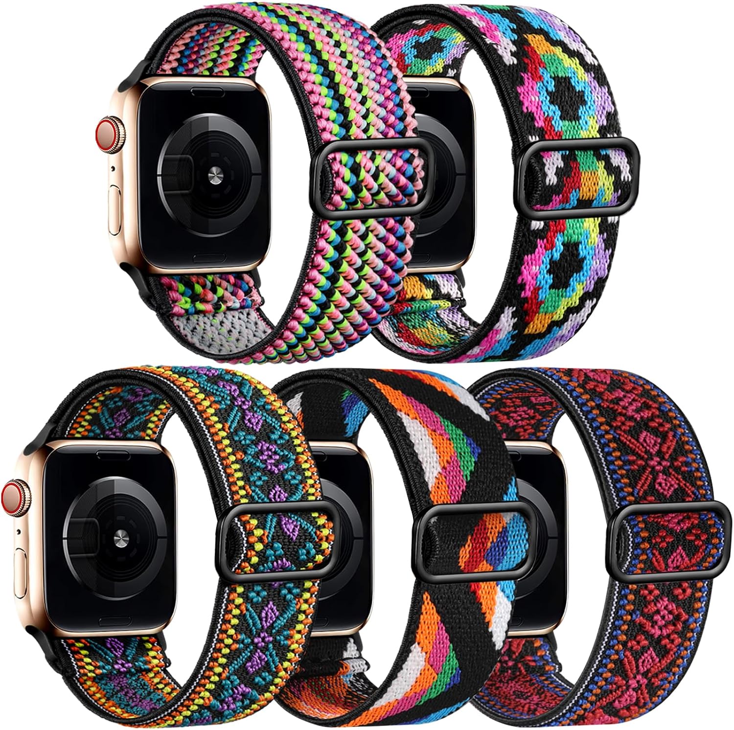 5 Pack Stretchy Bands Compatible with Apple Watch