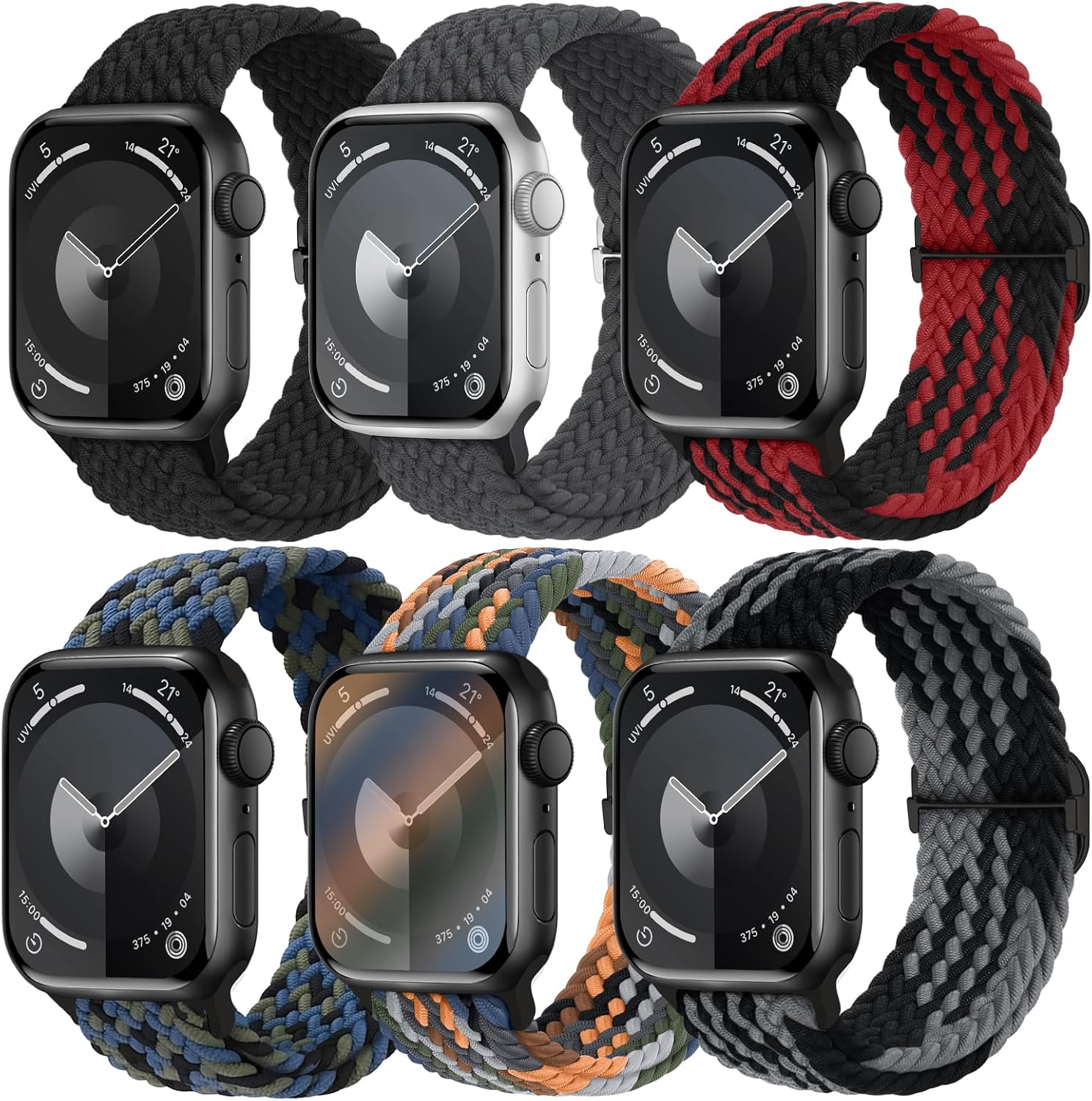 6 Pack Braided Stretchy Bands Apple Watch