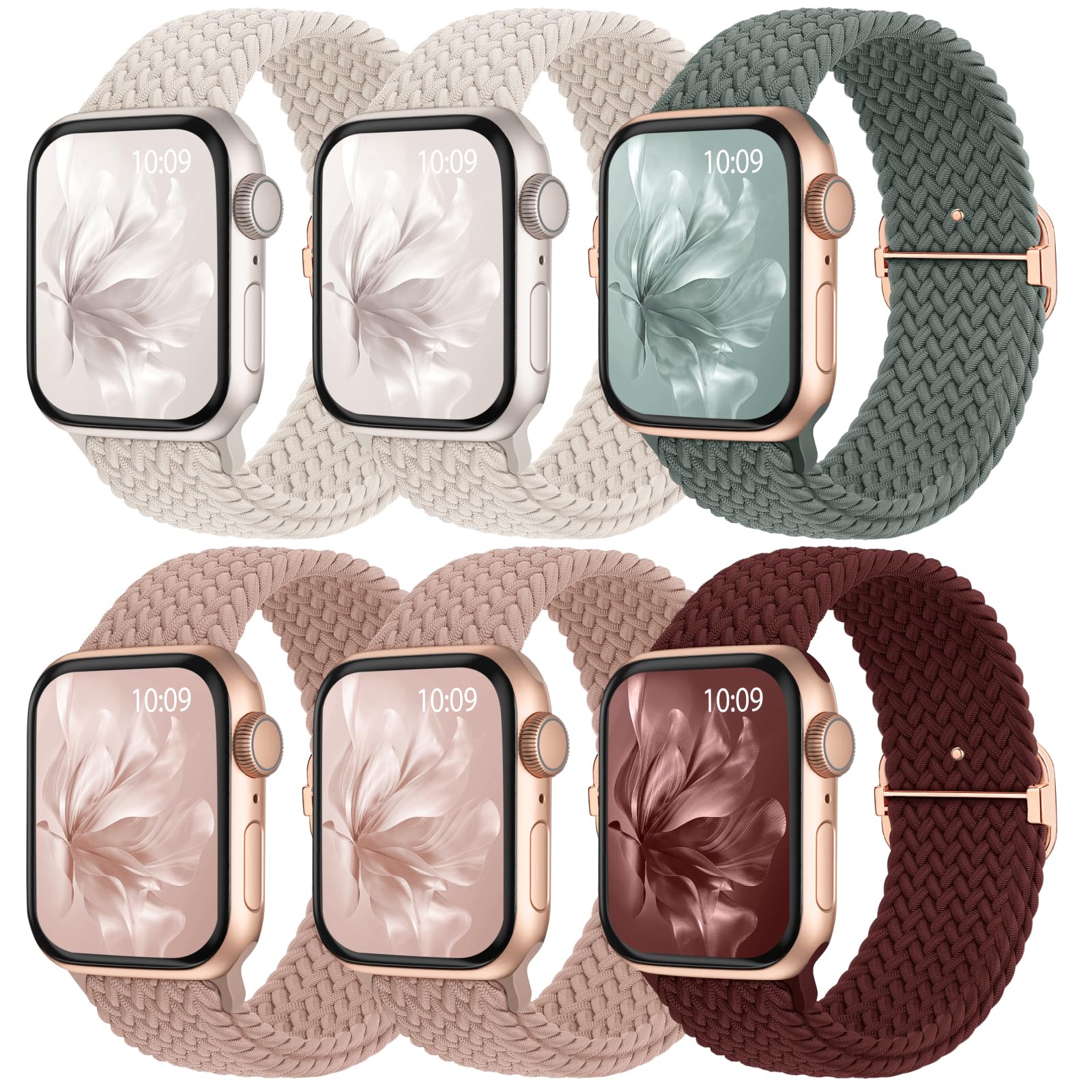 6 Pack Braided Stretchy Bands Apple Watch