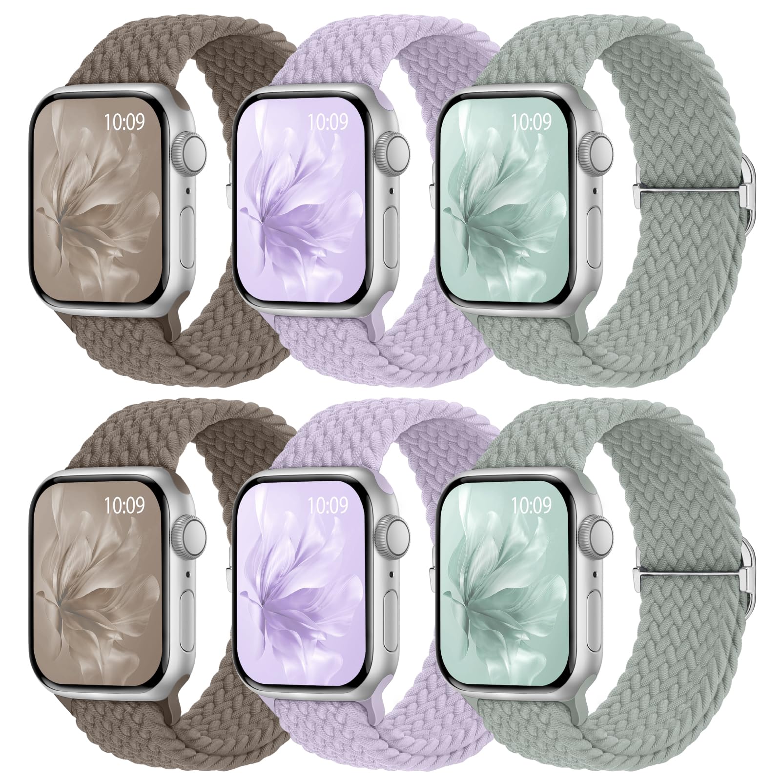 6 Pack Braided Stretchy Bands Apple Watch