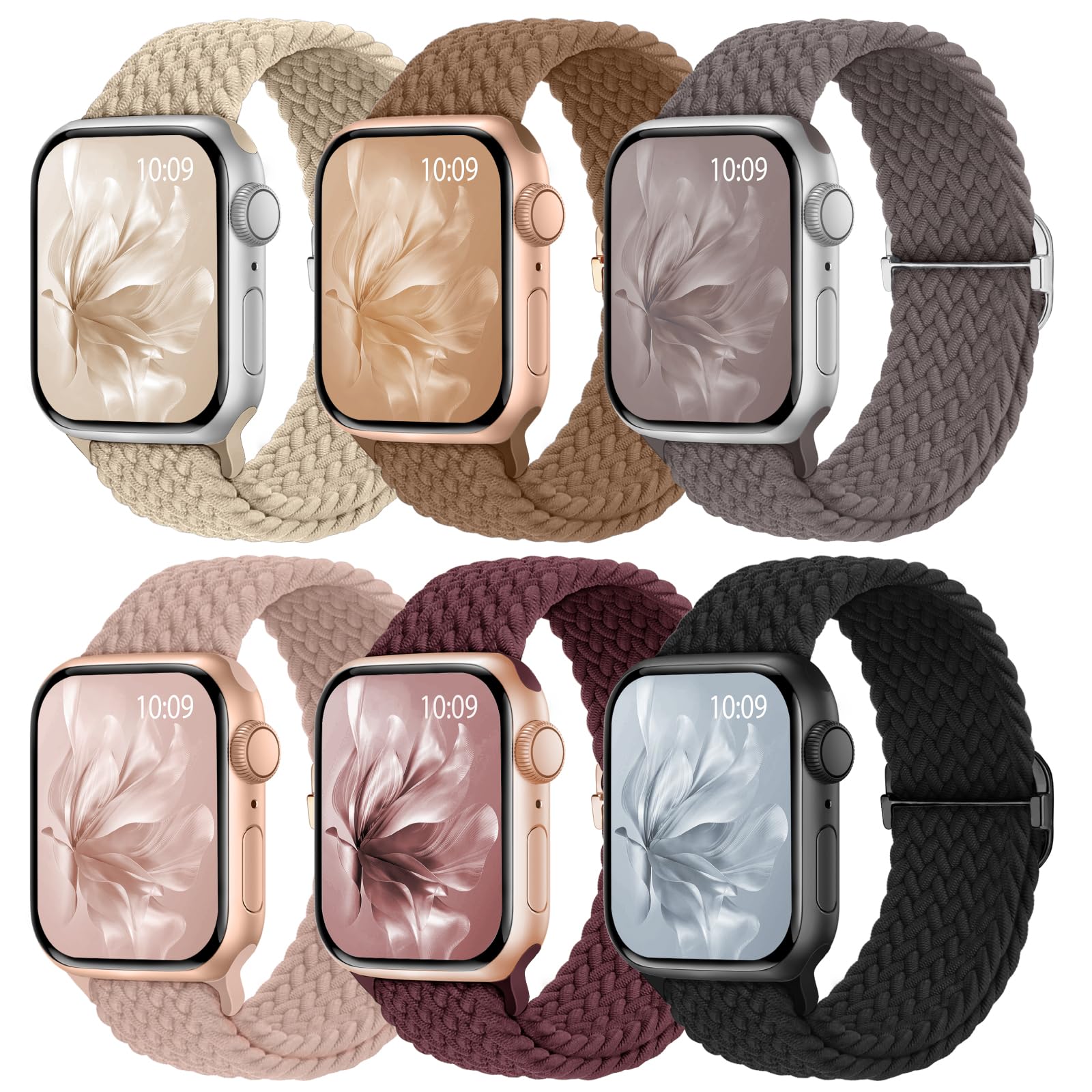6 Pack Braided Stretchy Bands Apple Watch