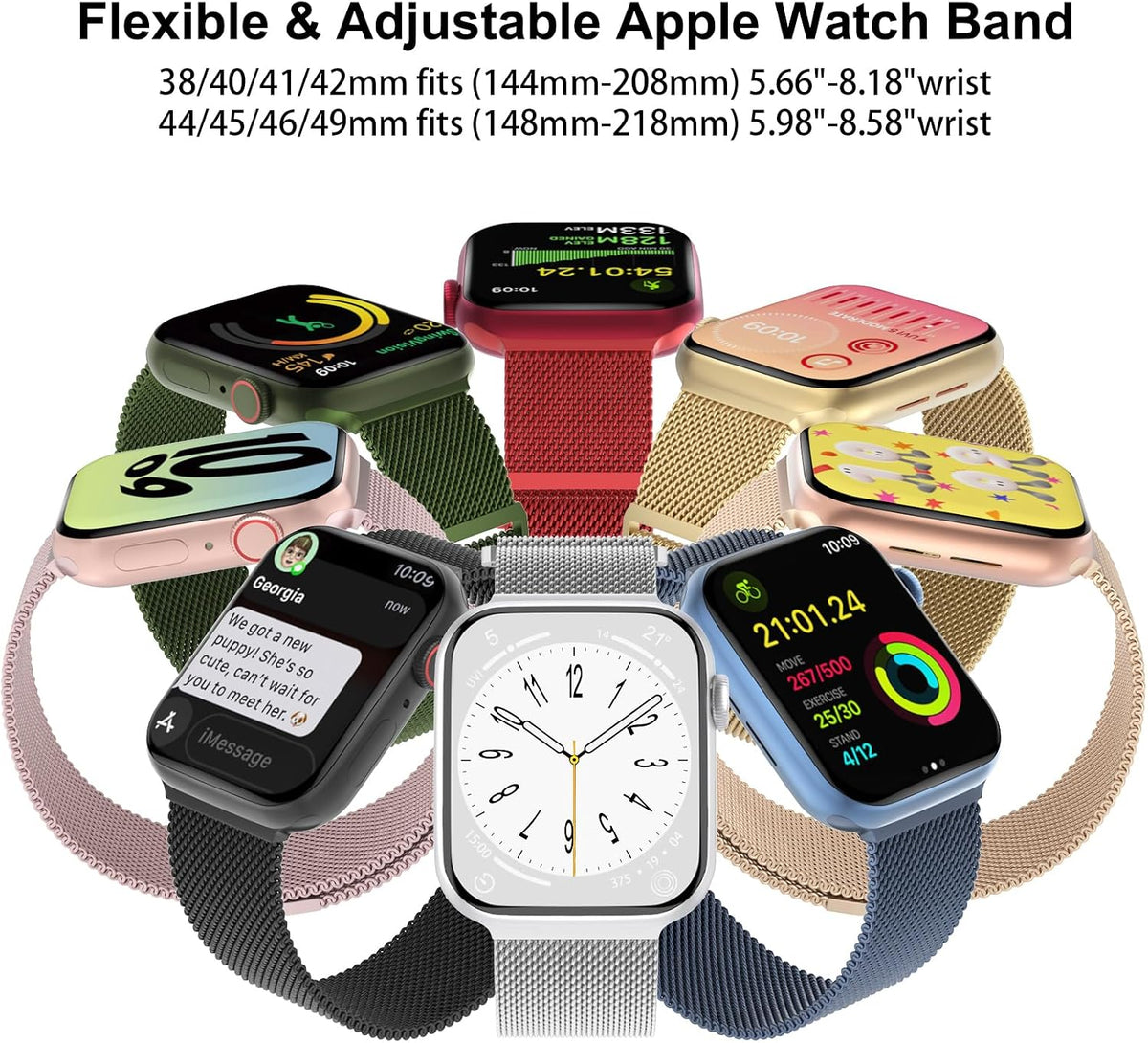 3 Pack Mesh Metal Magnetic Compatible with Apple Watch Bands