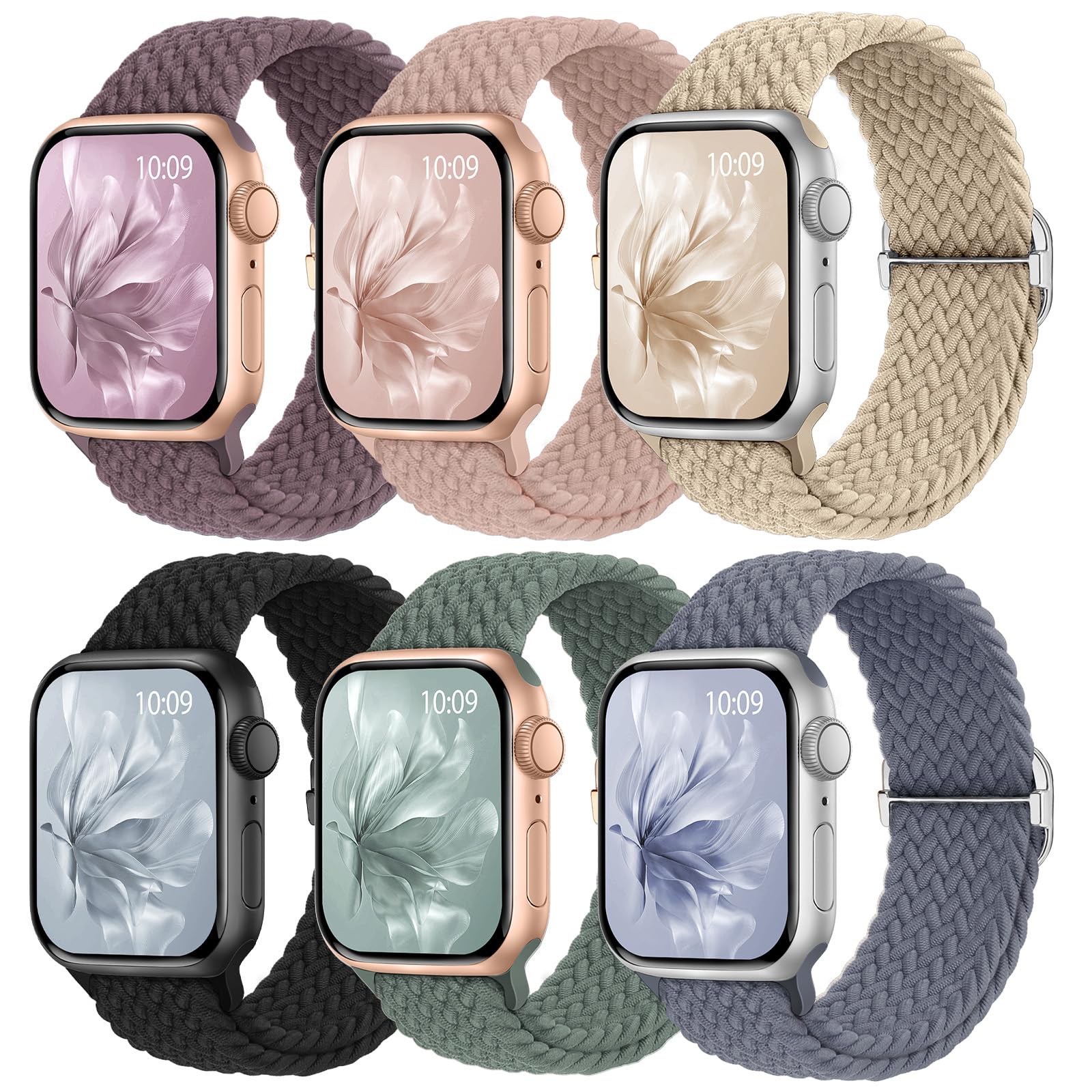 6 Pack Braided Stretchy Bands Apple Watch