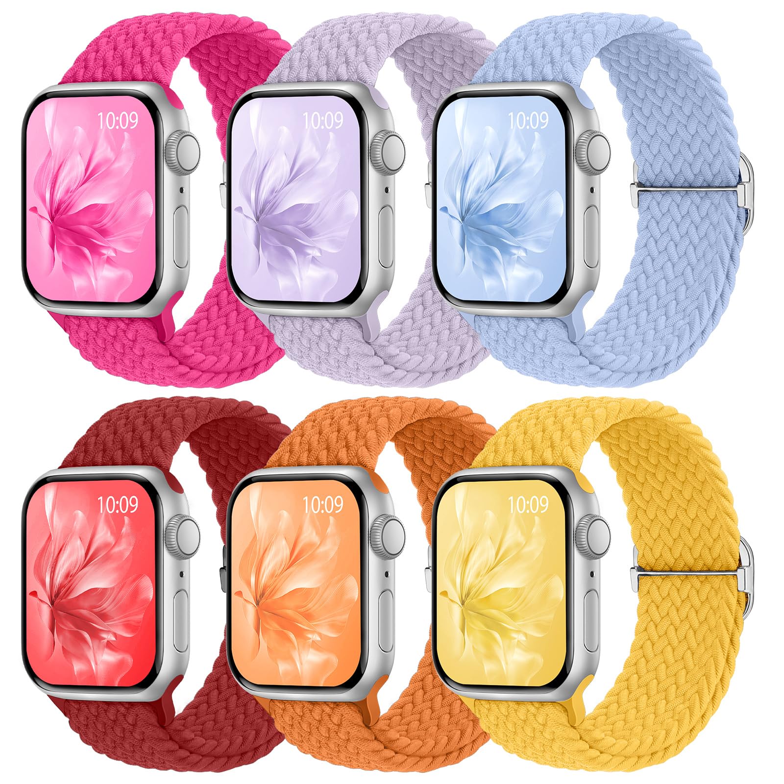 6 Pack Braided Stretchy Bands Apple Watch