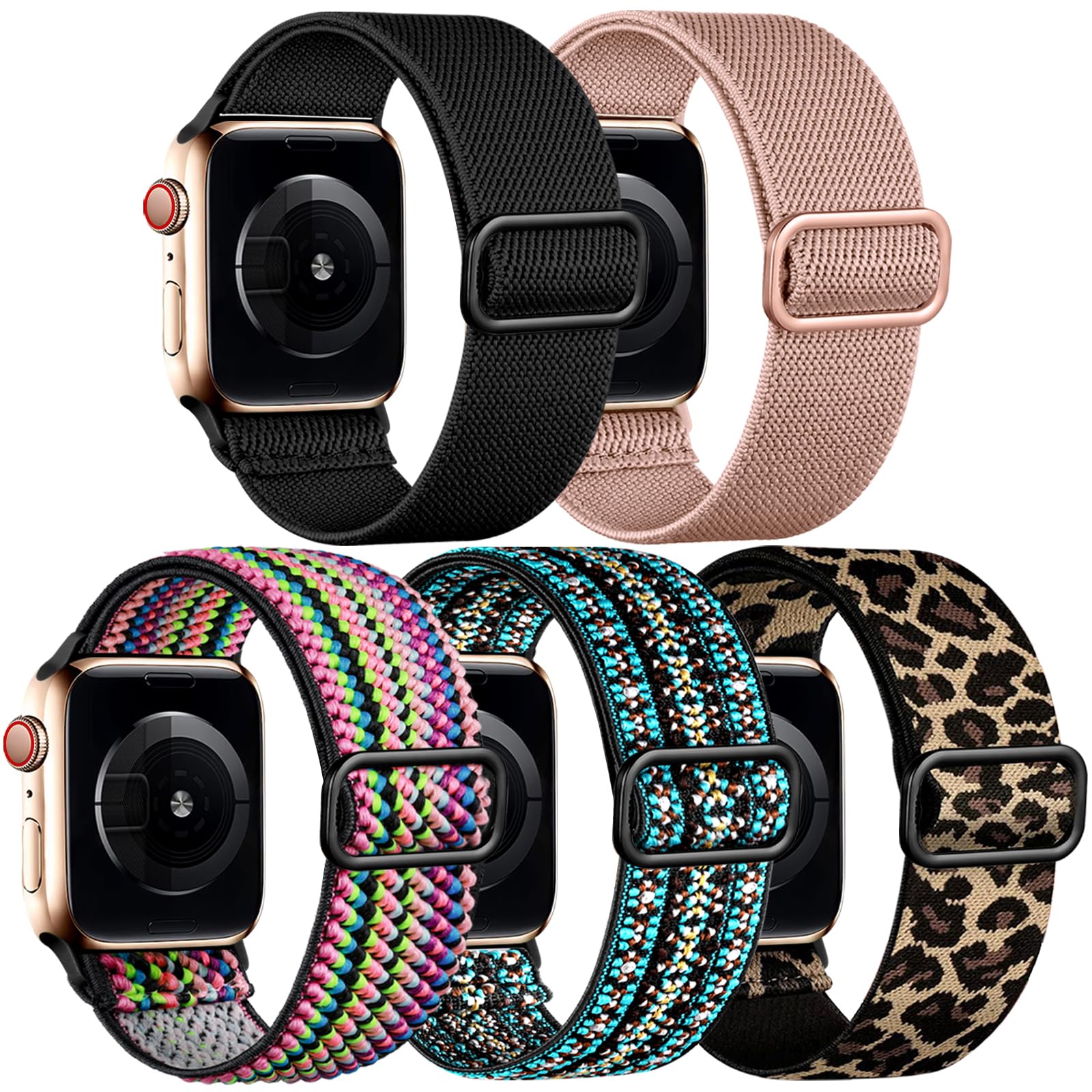 5 Pack Stretchy Bands Compatible with Apple Watch