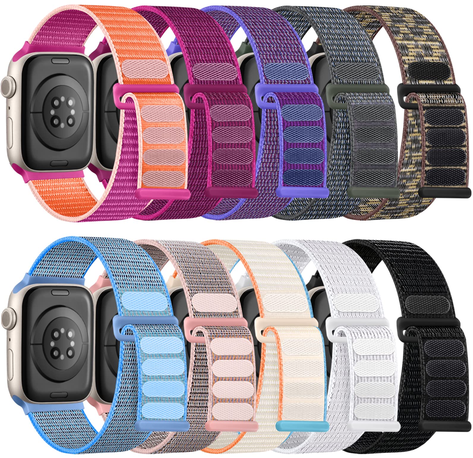 10 Pack Nylon Bands Compatible with Apple Watch