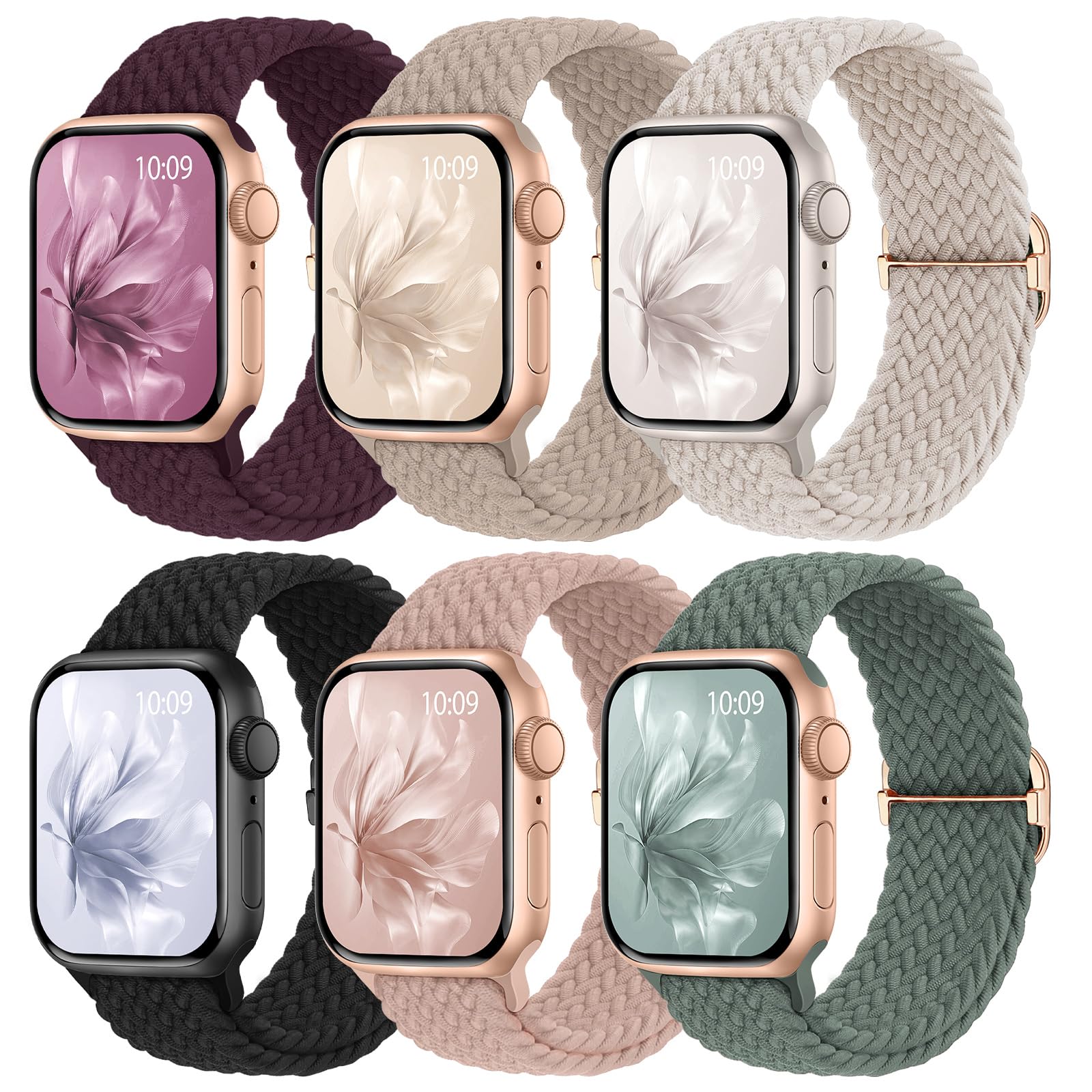 6 Pack Braided Stretchy Bands Apple Watch