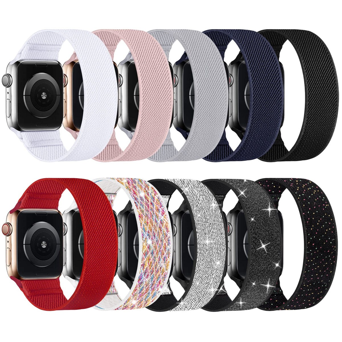 10-Pack Apple Watch Nylon Solo Loop Bands