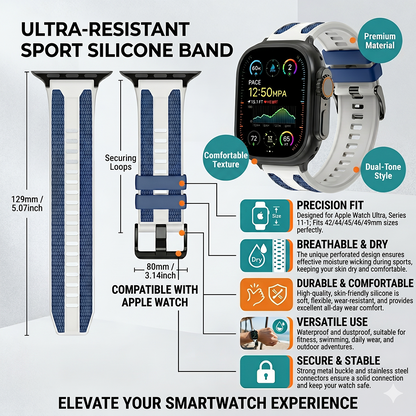 AOADBAND All-Weather 3D Woven-Texture Silicone Sport Band | Waterproof & Sweat-proof Breathable Strap for Apple Watch Ultra 3/2/1, Series 11-4 (49/46/45/44/42mm)