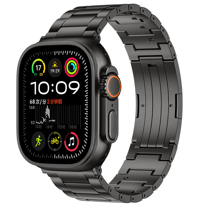 AOADBAND Titanium Thin Three-Link Watch Band for Apple Watch Series 11-1/Ultra 3 | Folding Clasp Business Strap