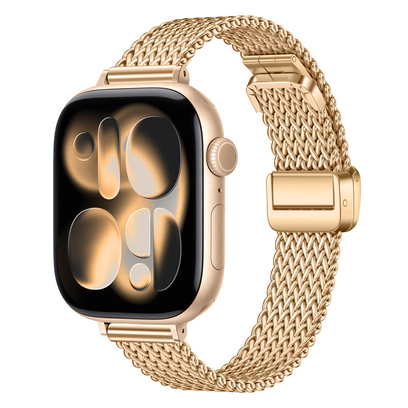 Apple Watch Band for Women - Mesh Foldable Magnetic Buckle, Compatible with Apple Watch Series 1-11