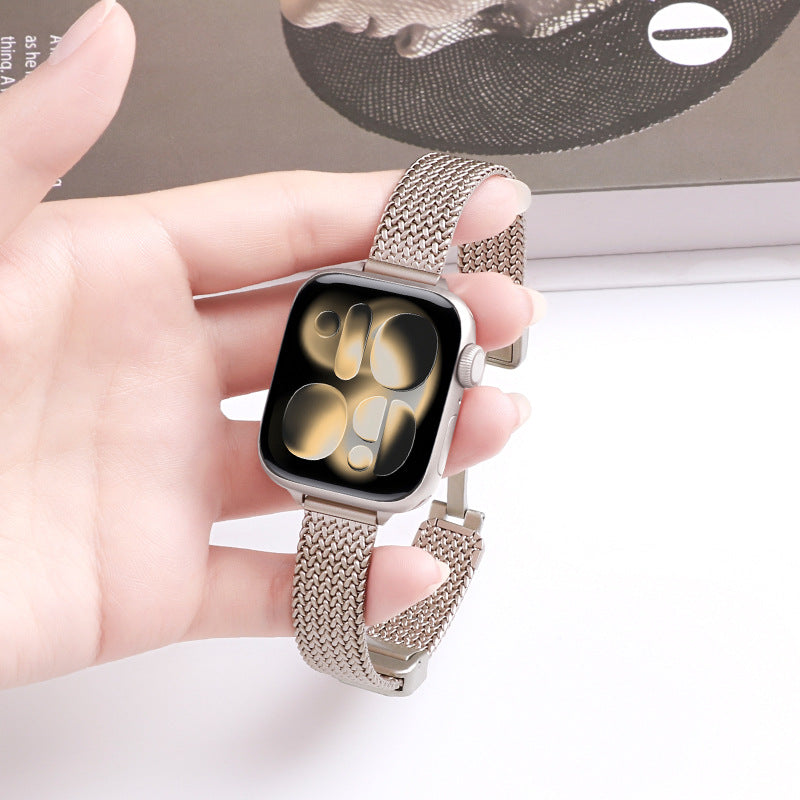 Apple Watch Band for Women - Mesh Foldable Magnetic Buckle, Compatible with Apple Watch Series 1-11