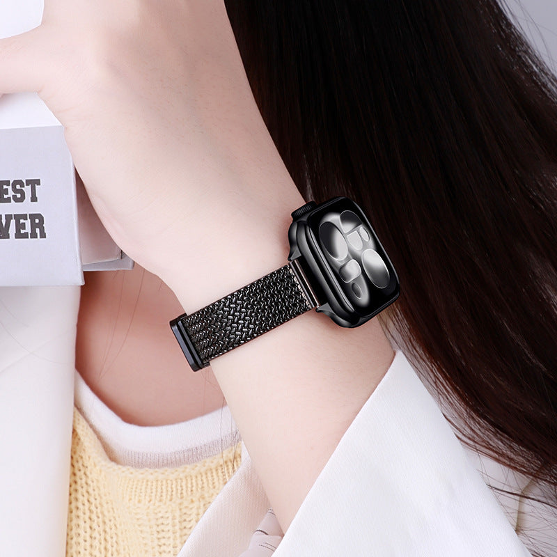 Apple Watch Band for Women - Mesh Foldable Magnetic Buckle, Compatible with Apple Watch Series 1-11