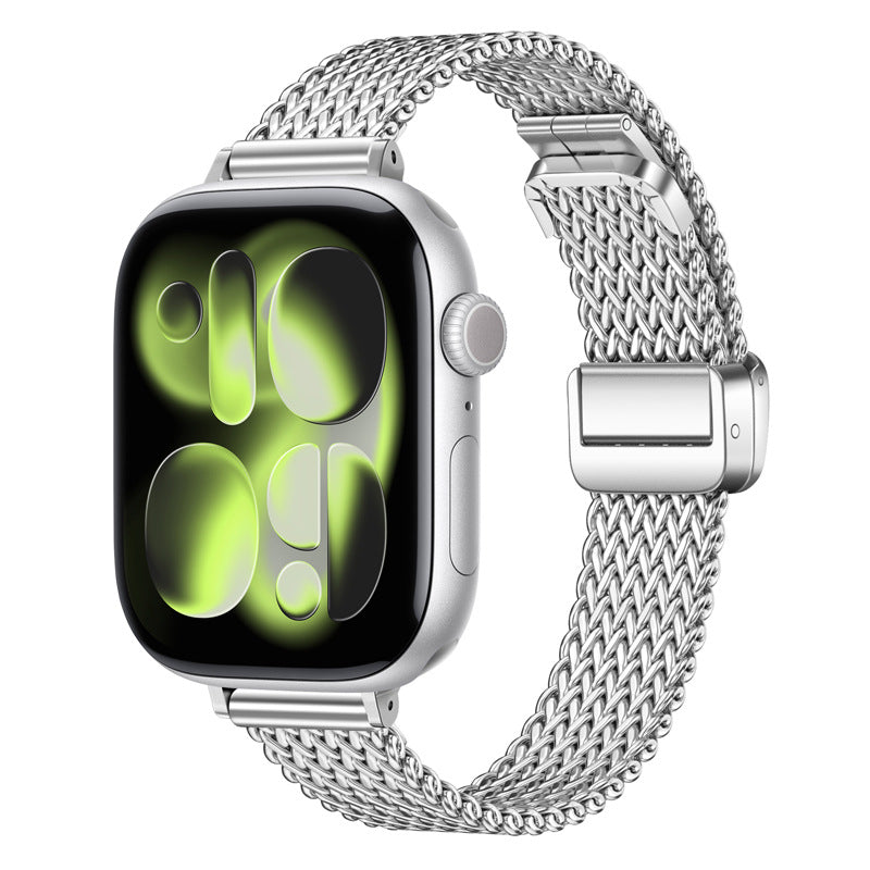 Apple Watch Band for Women - Mesh Foldable Magnetic Buckle, Compatible with Apple Watch Series 1-11