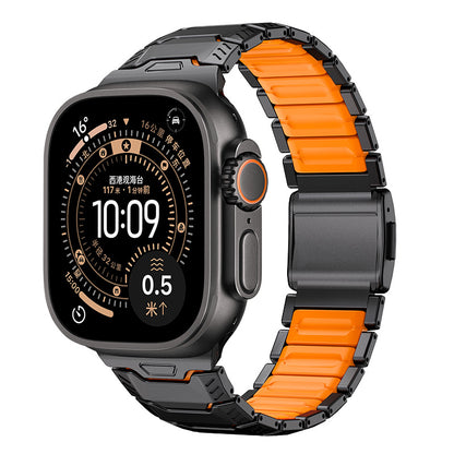 Silicone+Titanium Strap For Apple Watch 44/45/46/49mm