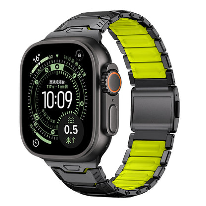 Silicone+Titanium Strap For Apple Watch 44/45/46/49mm