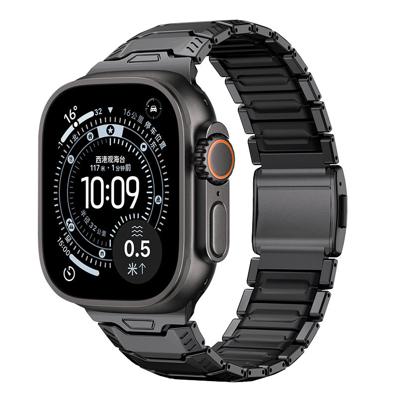 Silicone+Titanium Strap For Apple Watch 44/45/46/49mm