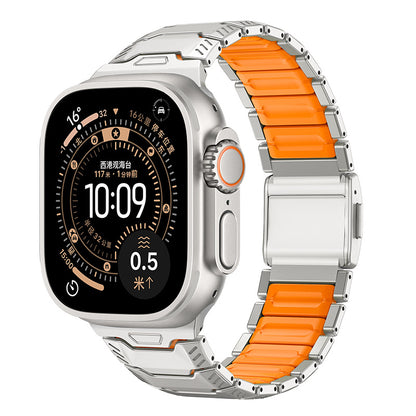 Silicone+Titanium Strap For Apple Watch 44/45/46/49mm