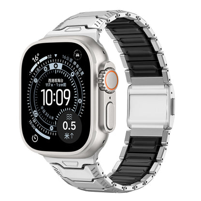 Silicone+Titanium Strap For Apple Watch 44/45/46/49mm